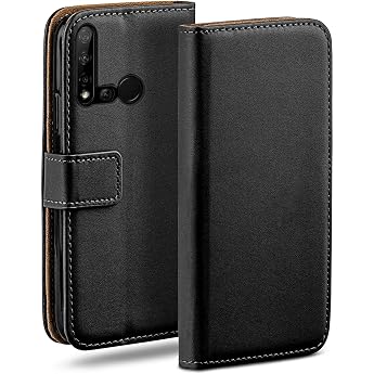moex Book Case for Huawei P20 Lite 2019 Mobile Phone Case with Card Slot Foldable 360 Degree Protective Case Flip Case Cover PU Leather Mobile Phone Case Black