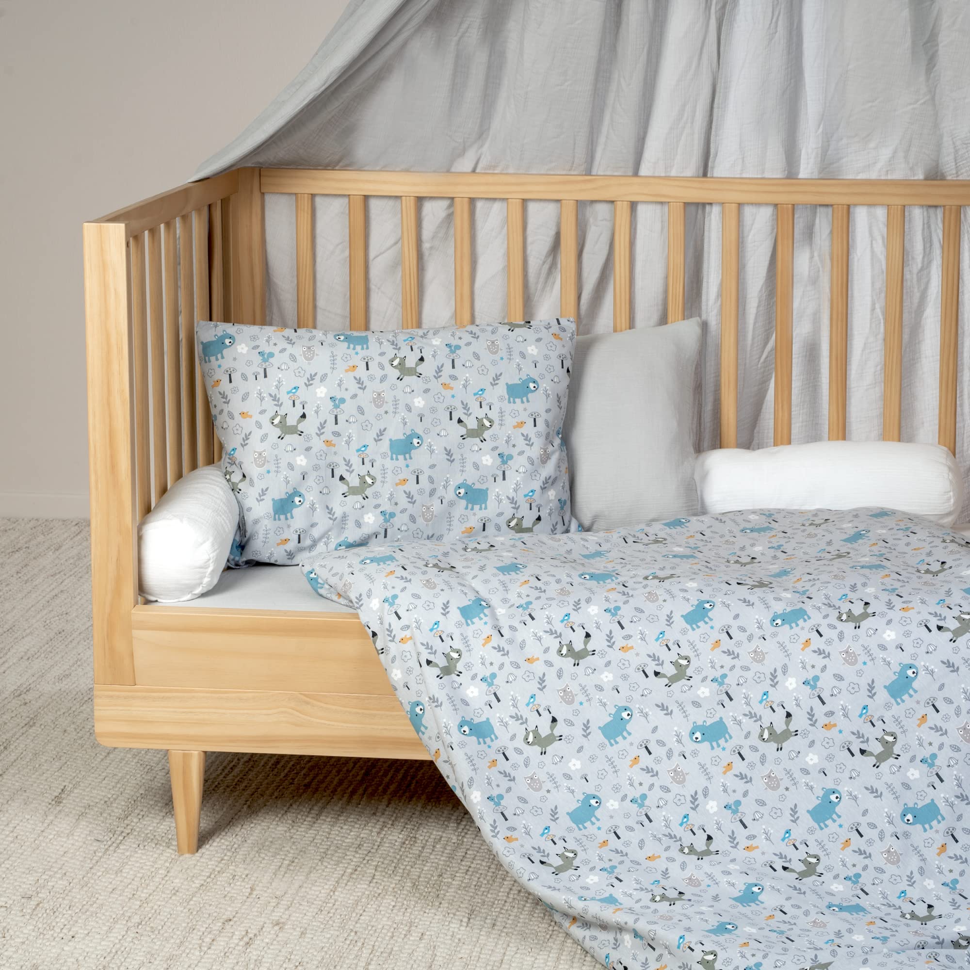 Julius Zöllner Juego de Ropa de Cama Infantil de 100 x 135 + 40 x 60 cm, 2 Piezas, Funda nórdica y Funda de Almohada, 100% algodón, con Cremallera, estándar 100 de Oeko-Tex, Smart Friends