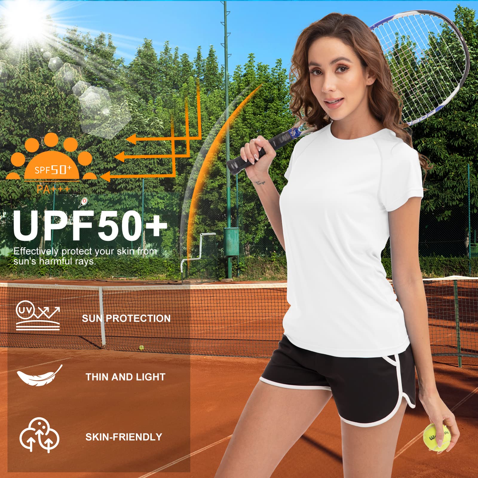 MEETWEE Rash Guard Mujer UPF 50+ Sudadera de Natación y Surf con Protección UV,Manga Larga/Corta,para Deportes Acuáticos