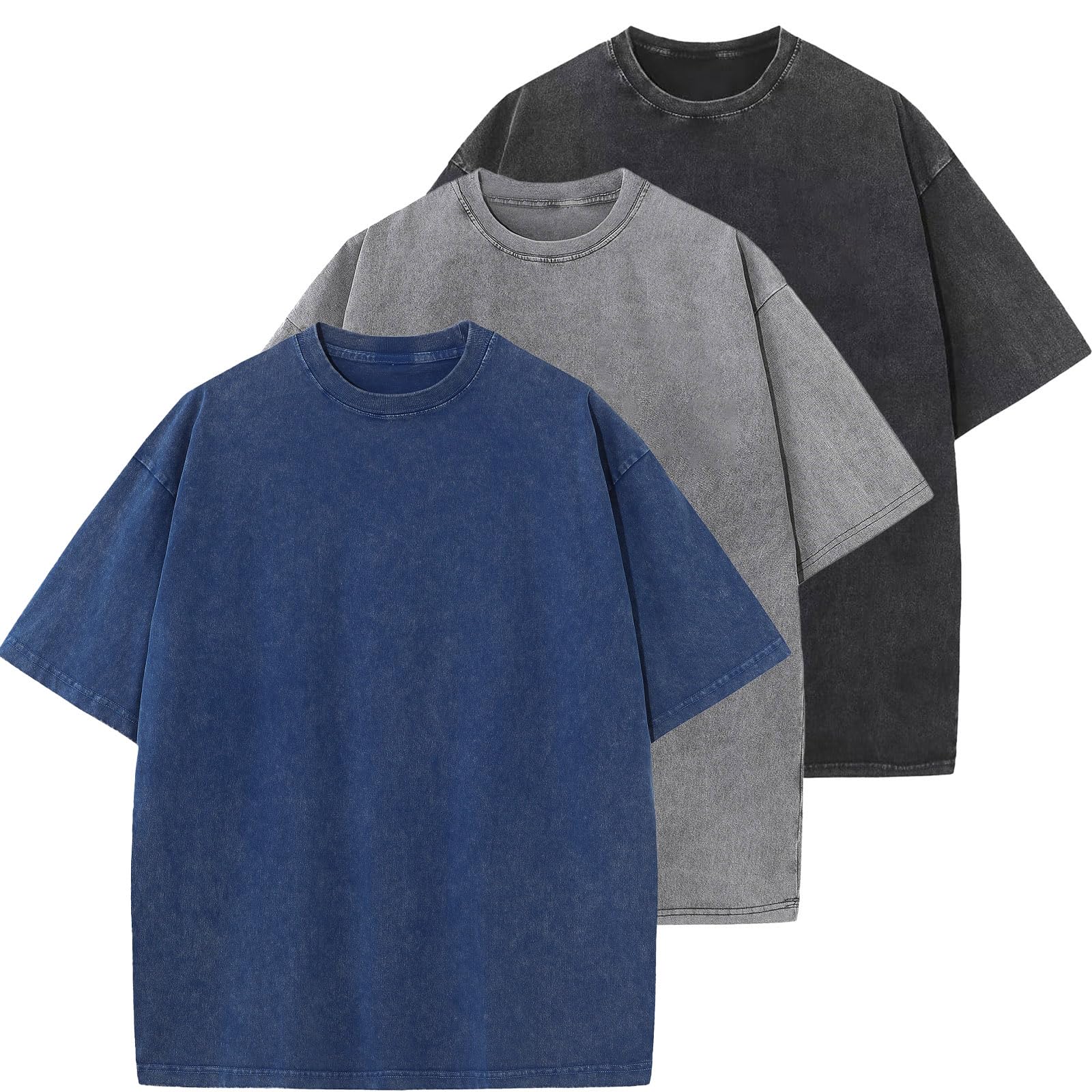 Oversized T-Shirt für Herren Heavy Baumwolle Regular Fit Basic Männer T-Shirt Set Casual Sommer Tops