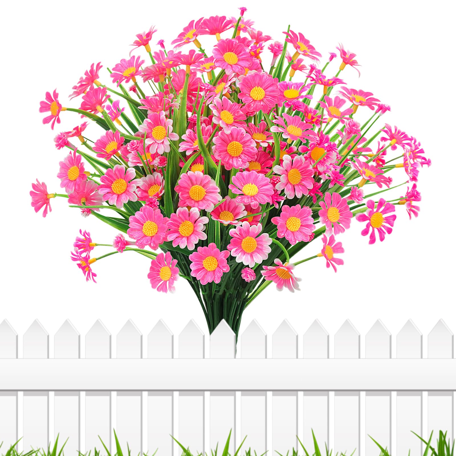 Yueshop 4 Bundles Artificial Flowers Outdoor, Plastic Flowers Fake Plants