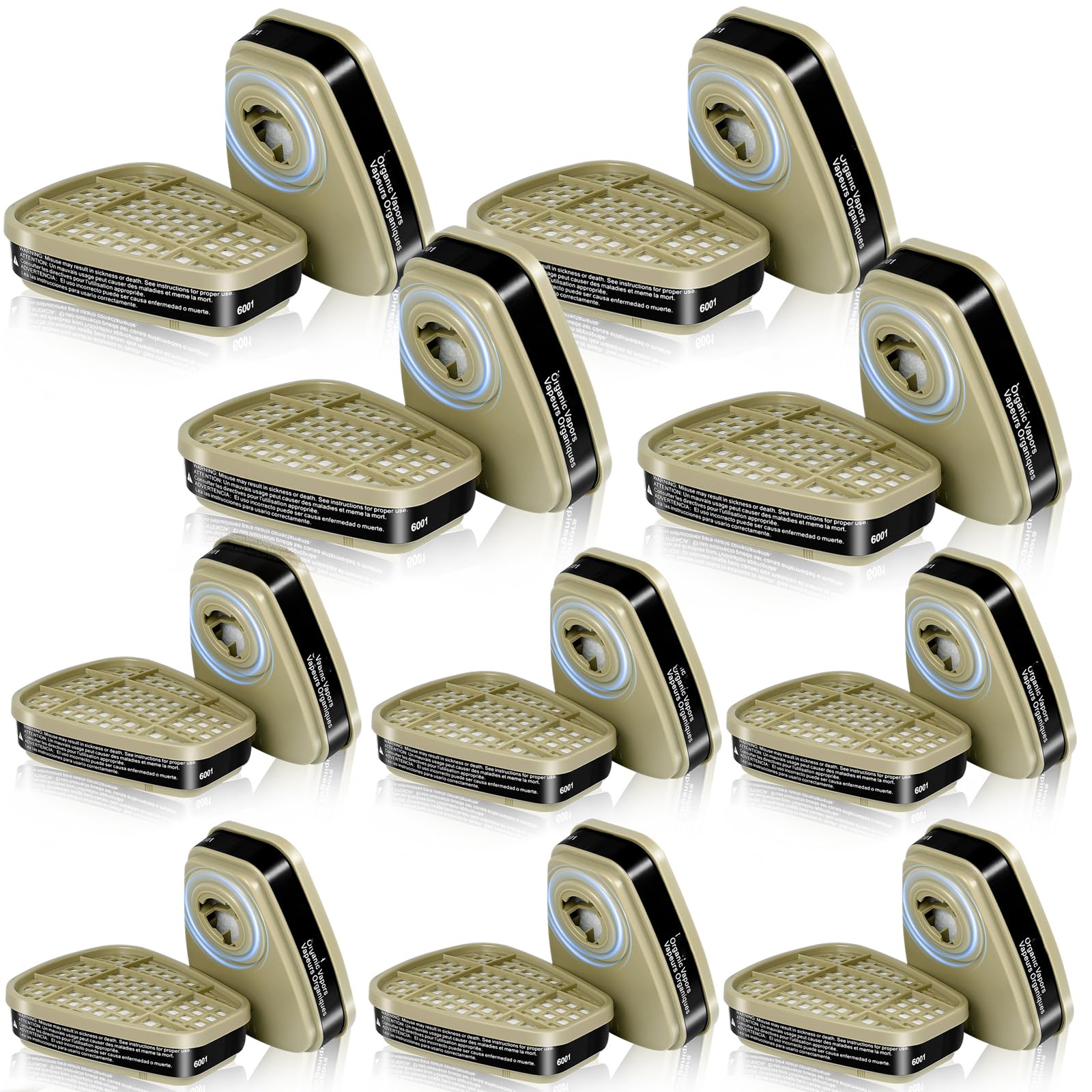 10 pares de cartuchos de filtro de respirador 6001, filtros de partículas para cobertura media contra el polvo, gas, vapor orgánico, productos químicos, filtros reemplazables compatibles con