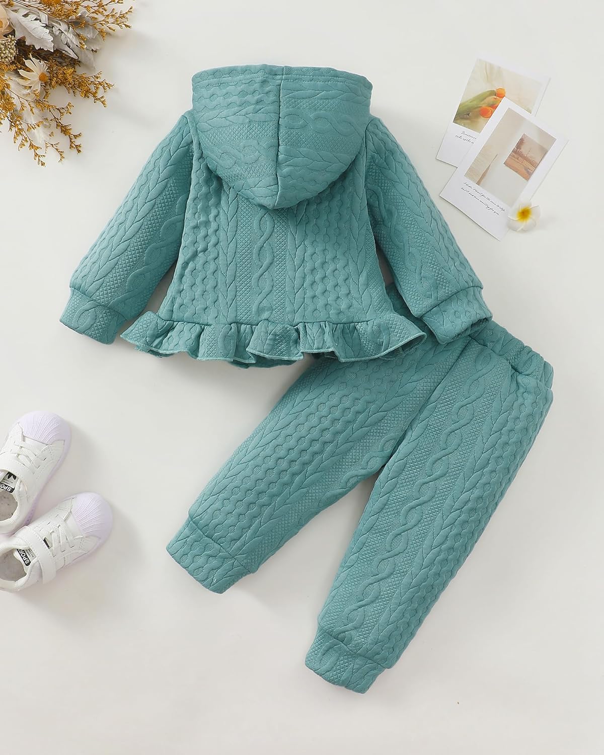 Mioglrie Baby Toddler Girl Clothes Infant Fall Winter Outfits Hoodie Solid Color Sweatshirt Sweatpant Clothing Set 3M-3T - Image 4