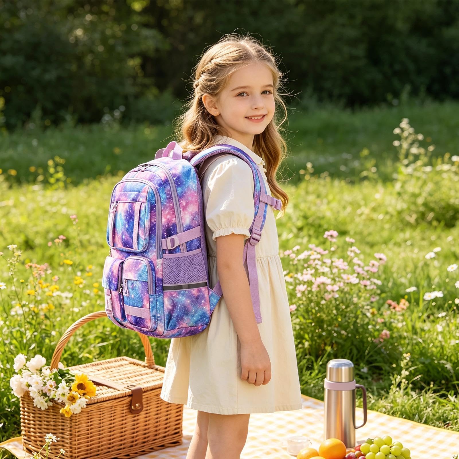 Zaino per bambina, 3 pezzi, , impermeabile, multitasche, con, a