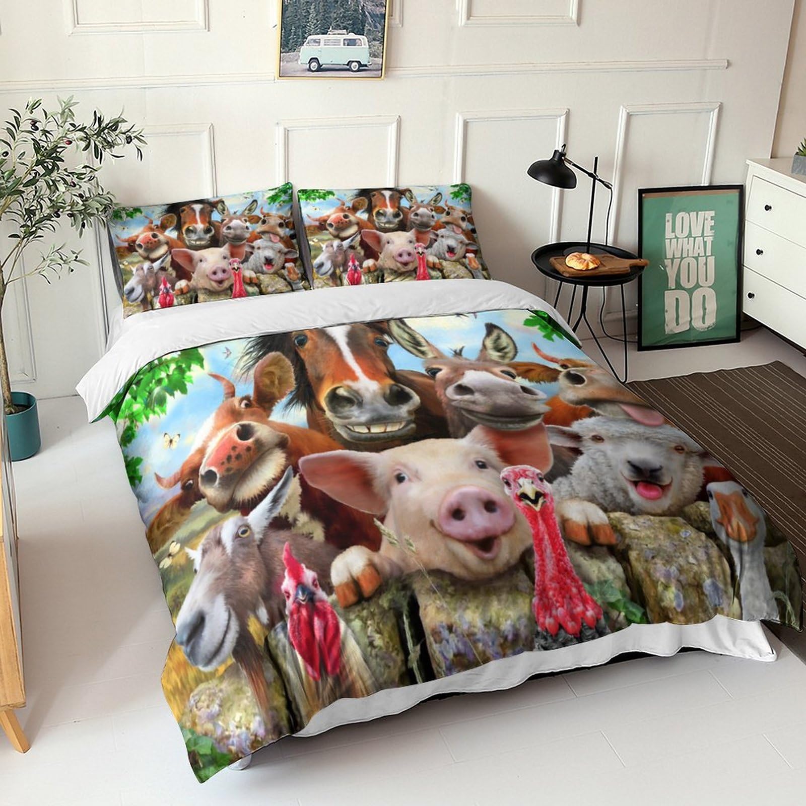 Taies d'oreiller parure de lit 3D ensemble de couette Lovely Cow