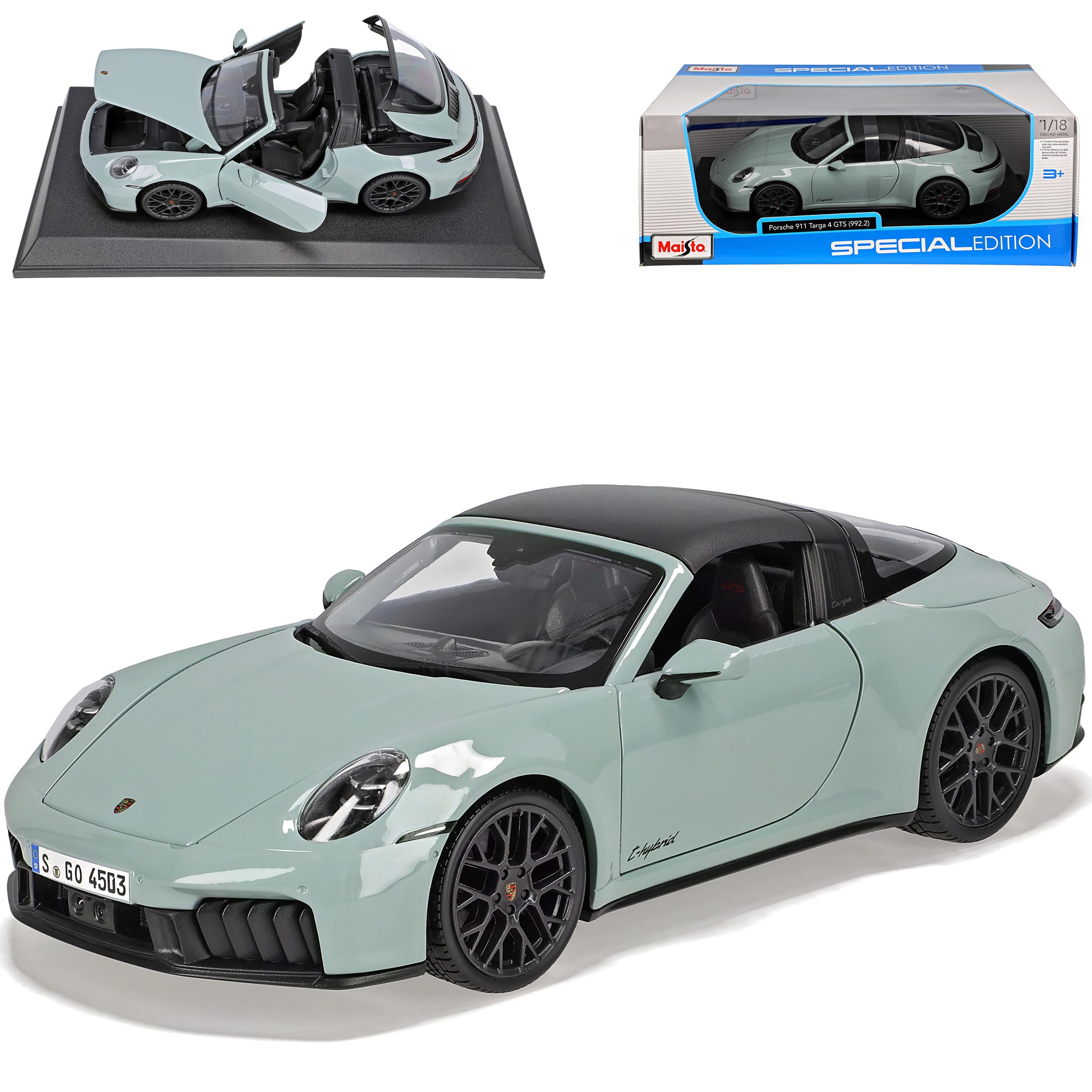 Porsch. 911 992.2 Targa 4 GTS Cabrio Grün Grau Metallic Neue Generation Ab 2019 Version Ab 2024 1/18 Modell Auto