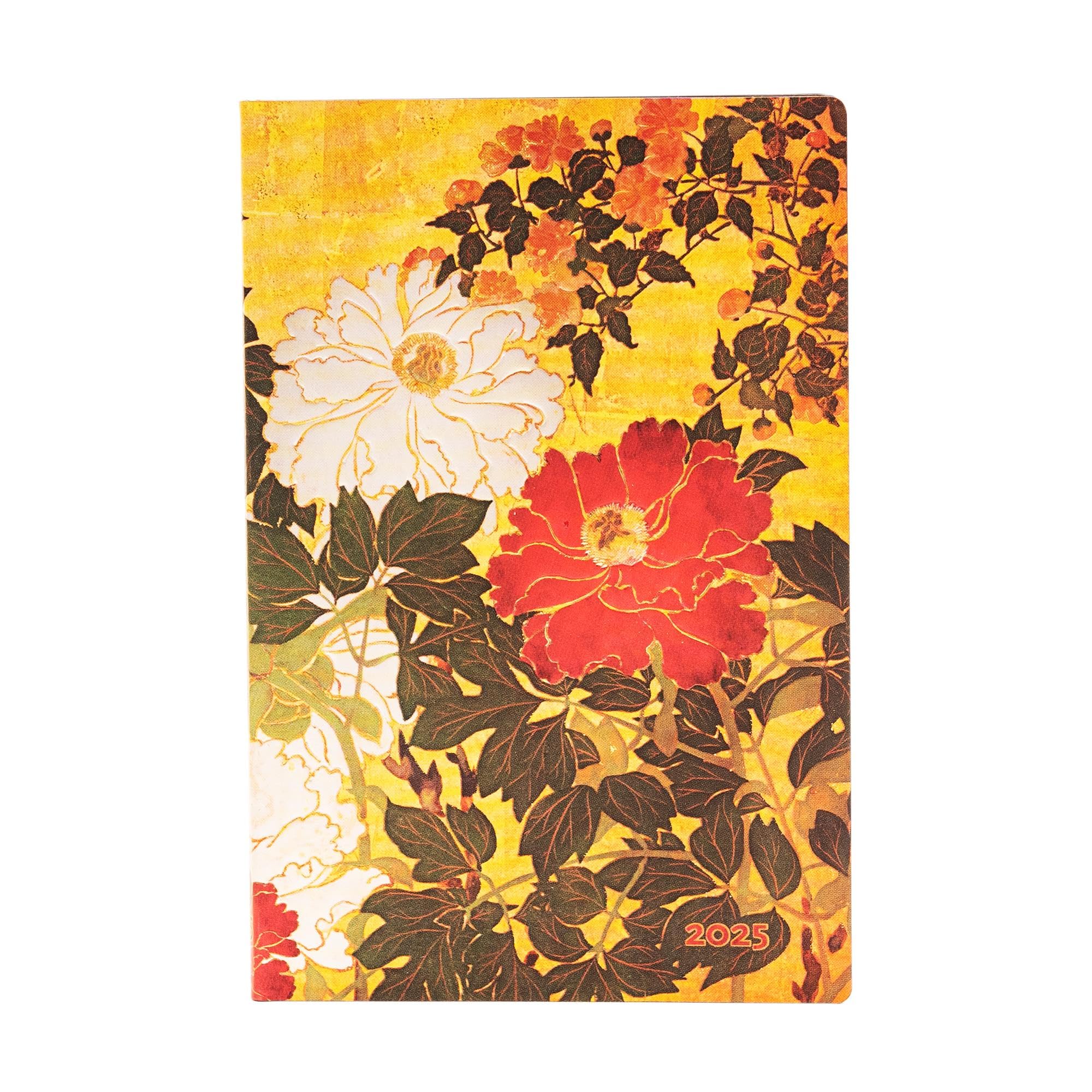 Natsu (Rinpa Florals) Mini 12-Month Horizontal Softcover Flexi Dayplanner 2025 (Elastic Band Closure)