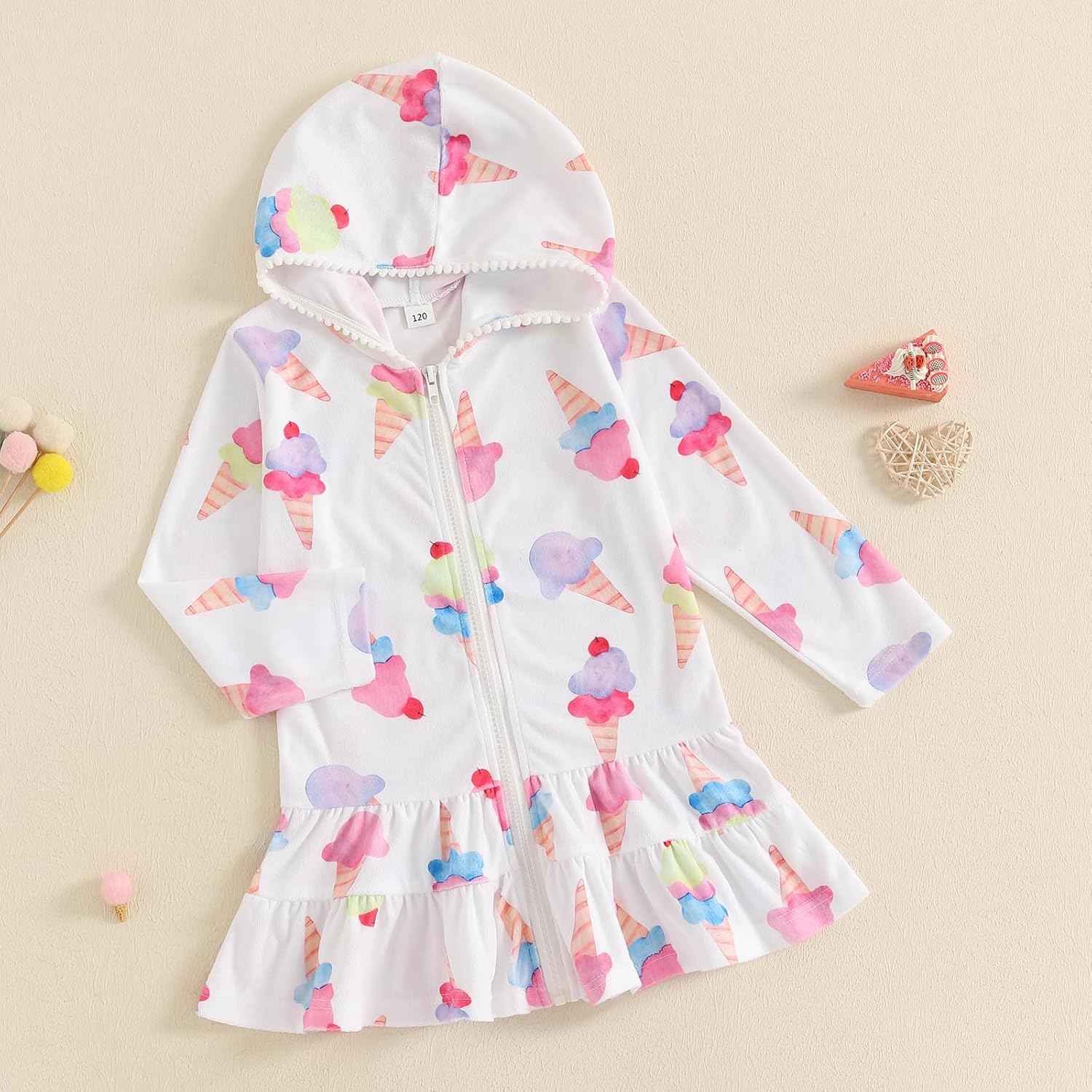 Mubineo Toddler Girl Long Sleeve Swimsuit Cute Beach Dress Floral Cover Ups Ruffle Bathing Suit Cover Up Kids Swimwear - Image 8