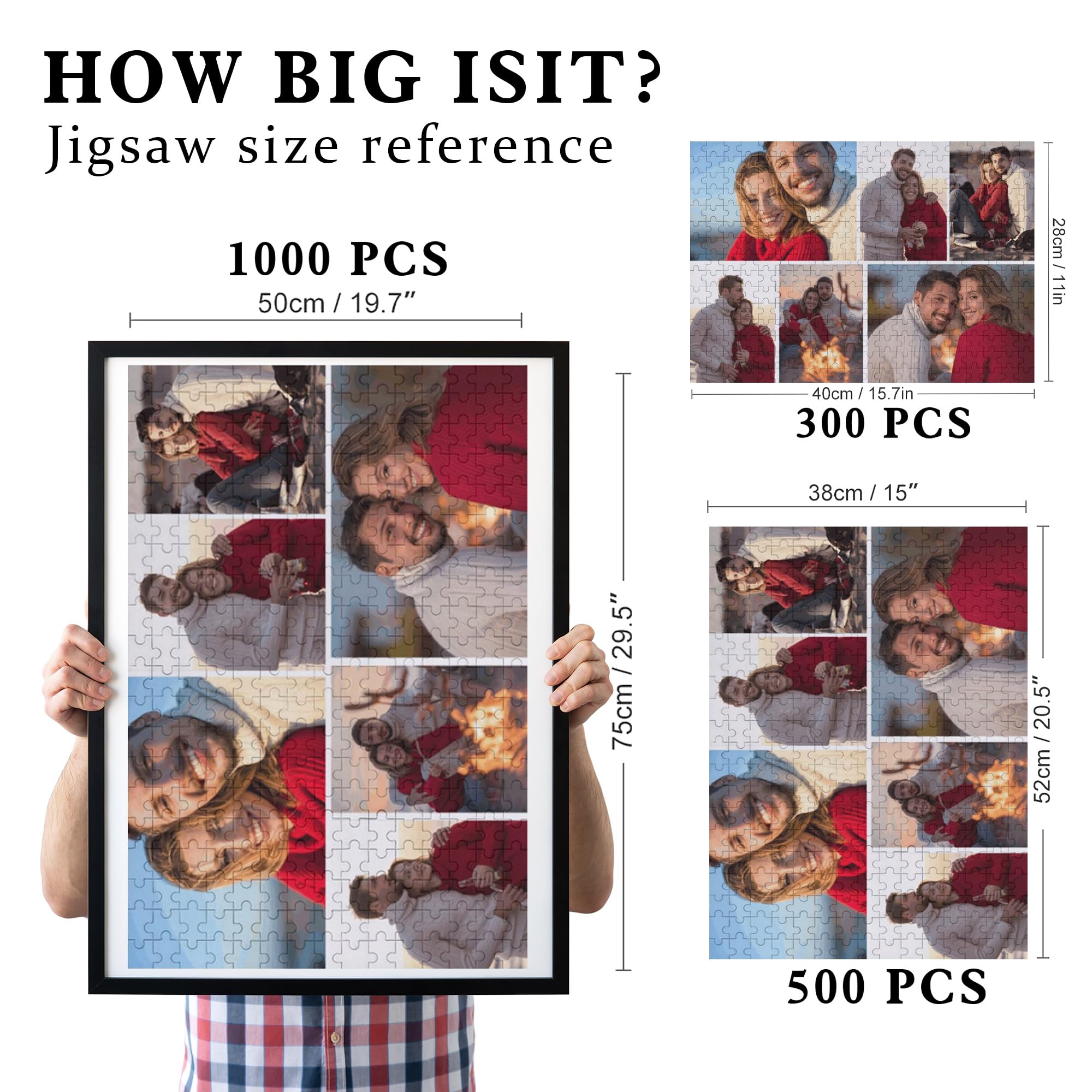 Custom Photo Jigsaw Puzzle - Personalized Wooden Puzzle From Your Pictures, 300/500/1000 Pieces