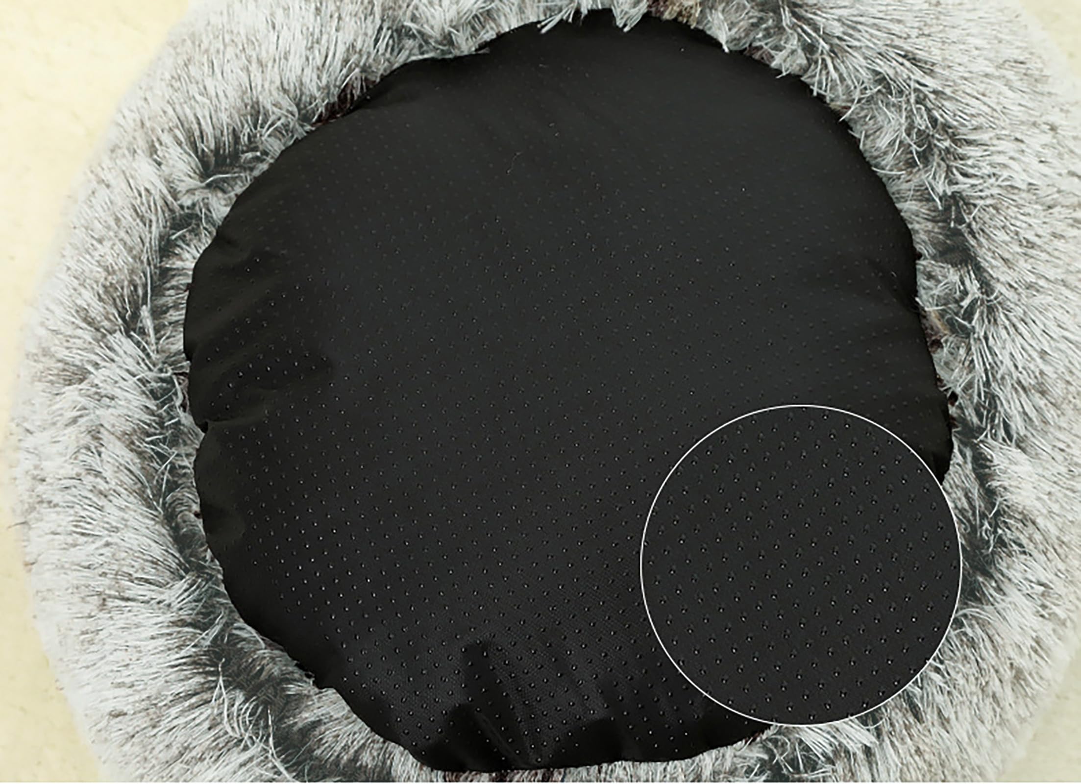 Kuscheliges Haustierbett für Hunde und Katzen, Anti-Angst-Plüsch, Flauschiger Bezug, Donut-Rund, 50,8 cm D, Kaffee, Polyester, Schichtkonstruktion