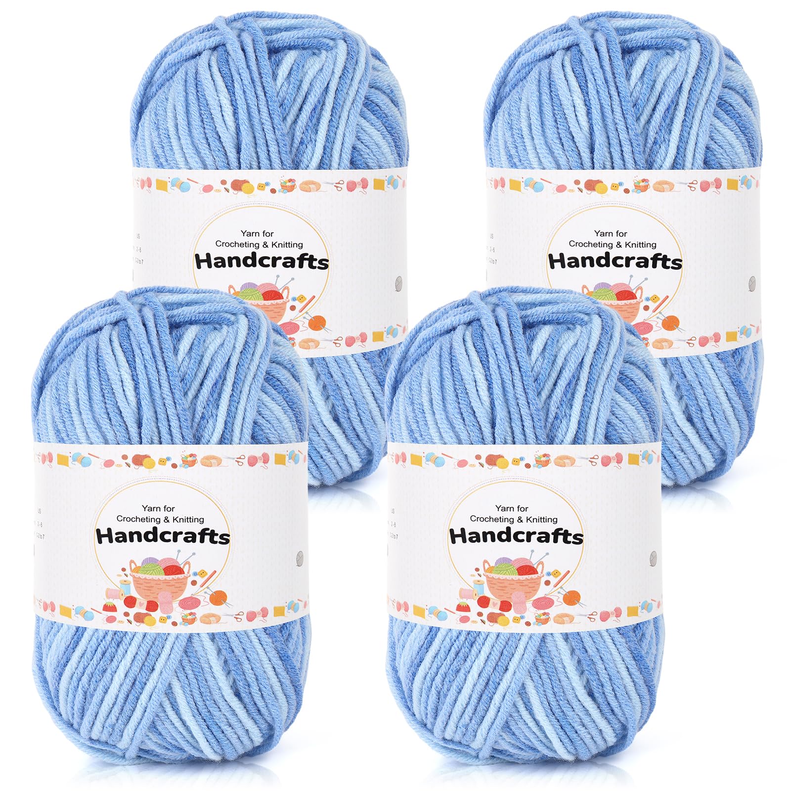 Aeelike 200g(4x50g) Farbverlaufsgarn Wolle Farbverlauf Zum Stricken Weich