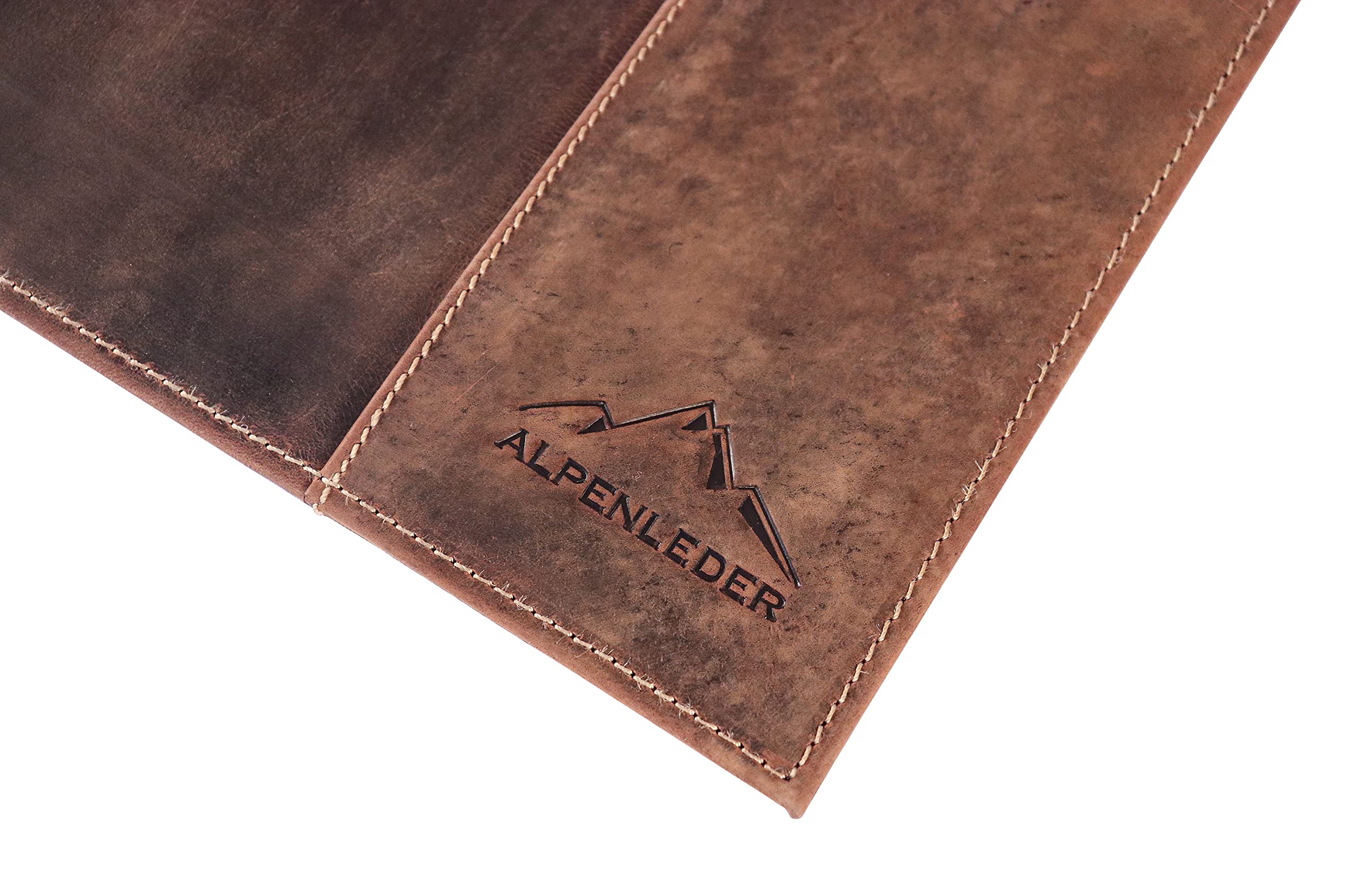 Alpenleder Schreibtischunterlage - TIROL (Handgefertigt) - Nachhaltiges Bio-Leder aus regionaler Landwirtschaft | Schreibtischunterlage leder, Dokumentenfach *Fair Produziert* (68x45cm, Old Havanna)