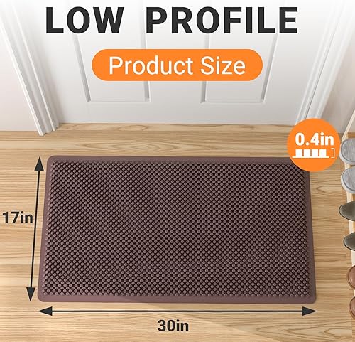 Miniatura 9 de Fowooyeen Tapete para puerta al aire libre, 30 x 17 pulgadas, raspador de silicona para puerta delantera, duradero, antideslizante, impermeable,