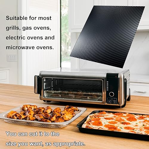 Miniatura 7 de SP101 - Revestimientos para horno de freidora, paquete de 4 alfombrillas negras de 12 x 12 pulgadas, resistentes al calor, antiadherentes