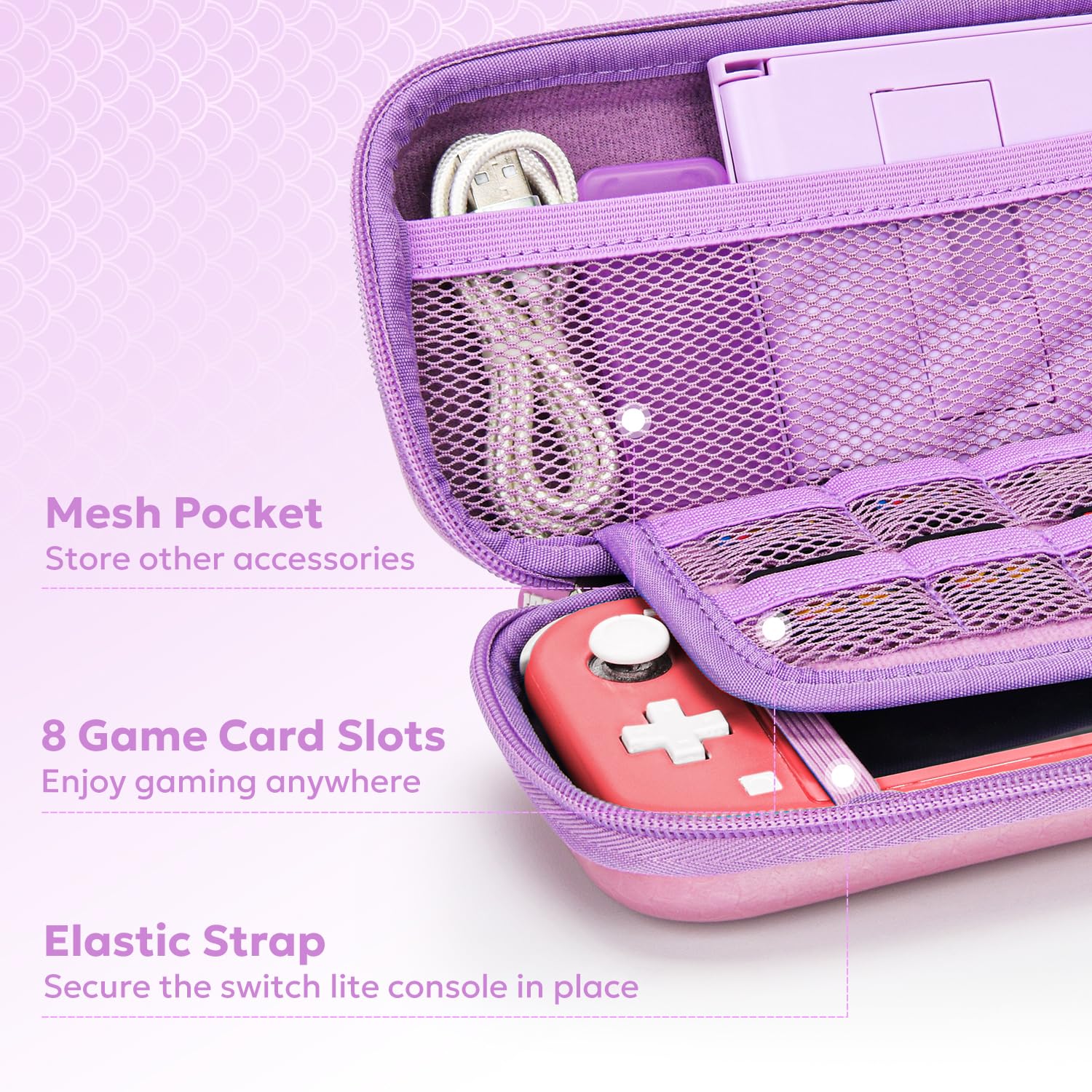 Borsa per Switch Lite, innoAura Pacchetti Accessori per Switch Lite con Custodia Switch Lite, Proteggi Schermo Switch Lite, Custodia Protettiva Switch Lite Copri Pollice, Custodia Giochi (Rosa Sirena)