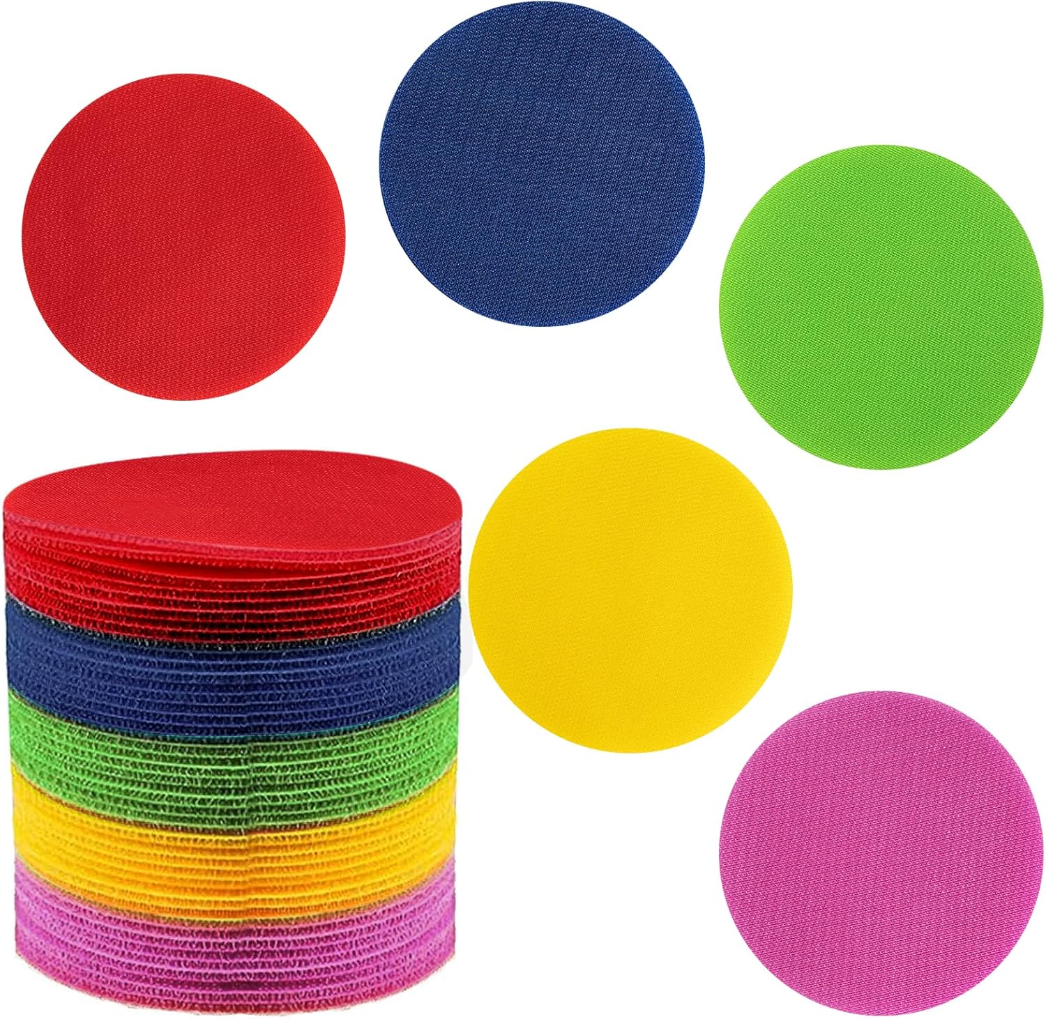 Apipi 30 Pcs Rainbow Hook and Loop Circles Sitting Carpet Spots Rug
