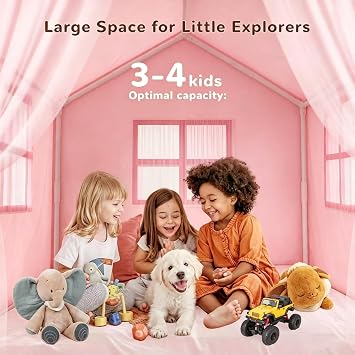 Kids Tent, Large Tent for Kids with Mat & Star LED Lights,Toddler Toys for Boys & Girls,Indoor Outdoor Teepee Tents for Boys Girls,47 x 40 x 50,Pink