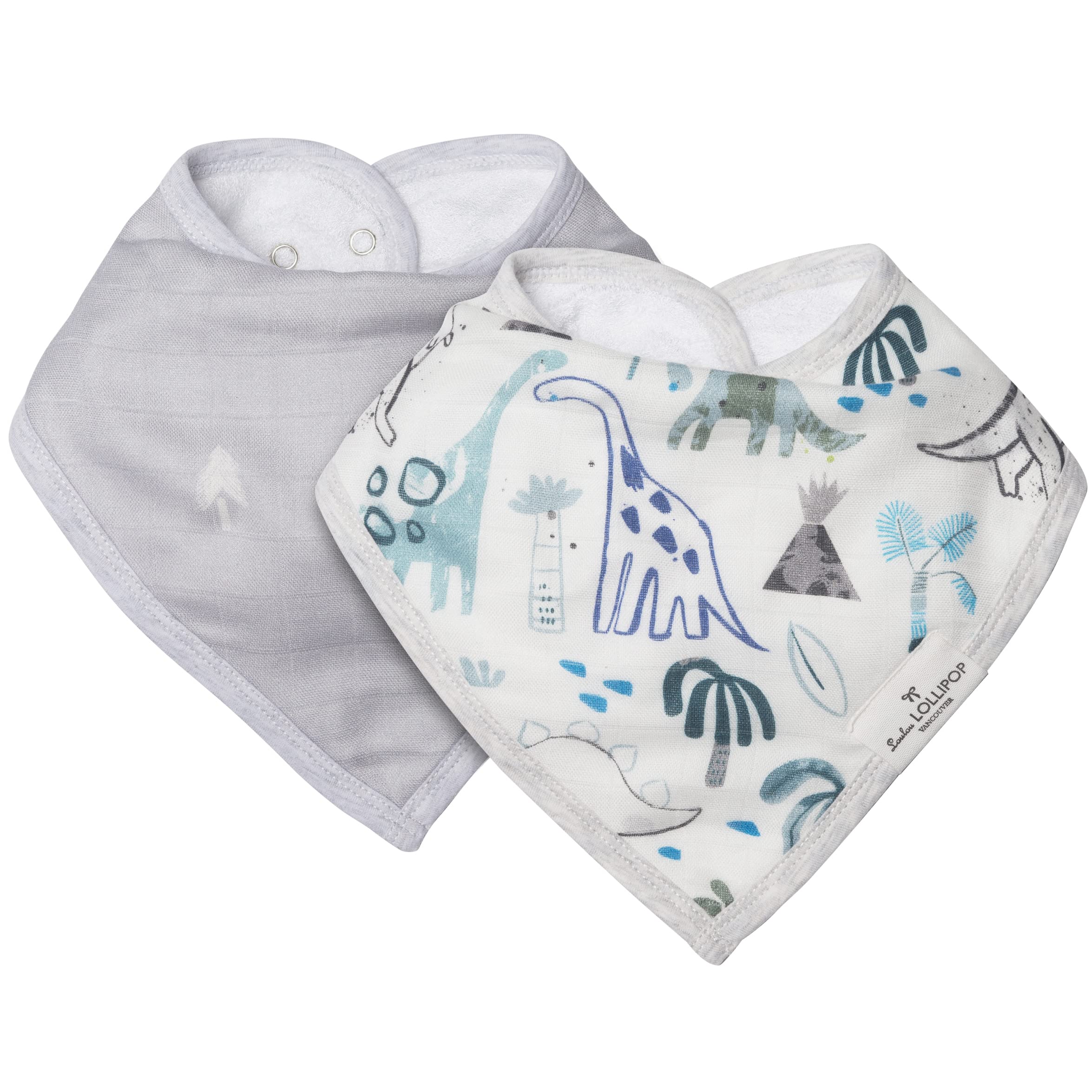 Loulou Lollipop Muslin Bandana Bib Drool Bib Set for Baby Girl and Boy, Adjustable 3 to 36 Months, 2 Pack