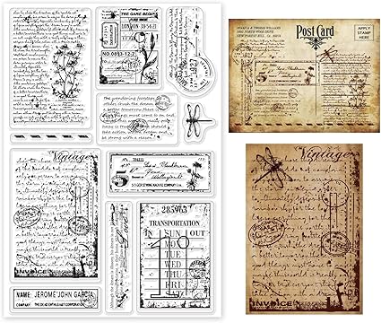 GLOBLELAND Vintage Handwriting Clear Stamps for DIY Scrapbooking Decor Vintage Daisy Dragonfly Gifts Silicone Stamp Greetings Transparent Stamps for Making Cards Photo Album Decor 6.3x4.3inch