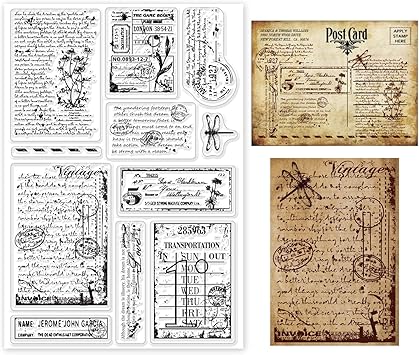 GLOBLELAND Vintage Handwriting Clear Stamps for DIY Scrapbooking Decor Vintage Daisy Dragonfly Gifts Silicone Stamp Greetings Transparent Stamps for Making Cards Photo Album Decor 6.3x4.3inch