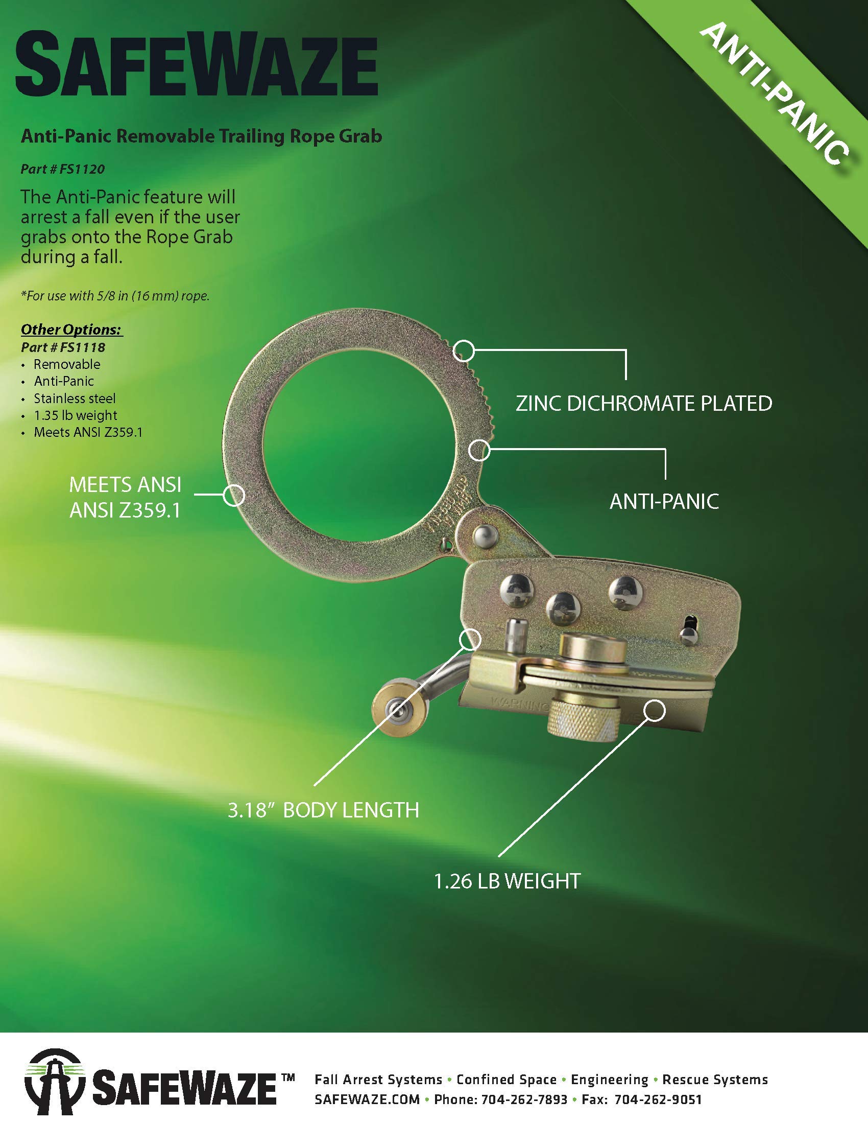 Safewaze FS1120 Zinc Plated Steel 5/8