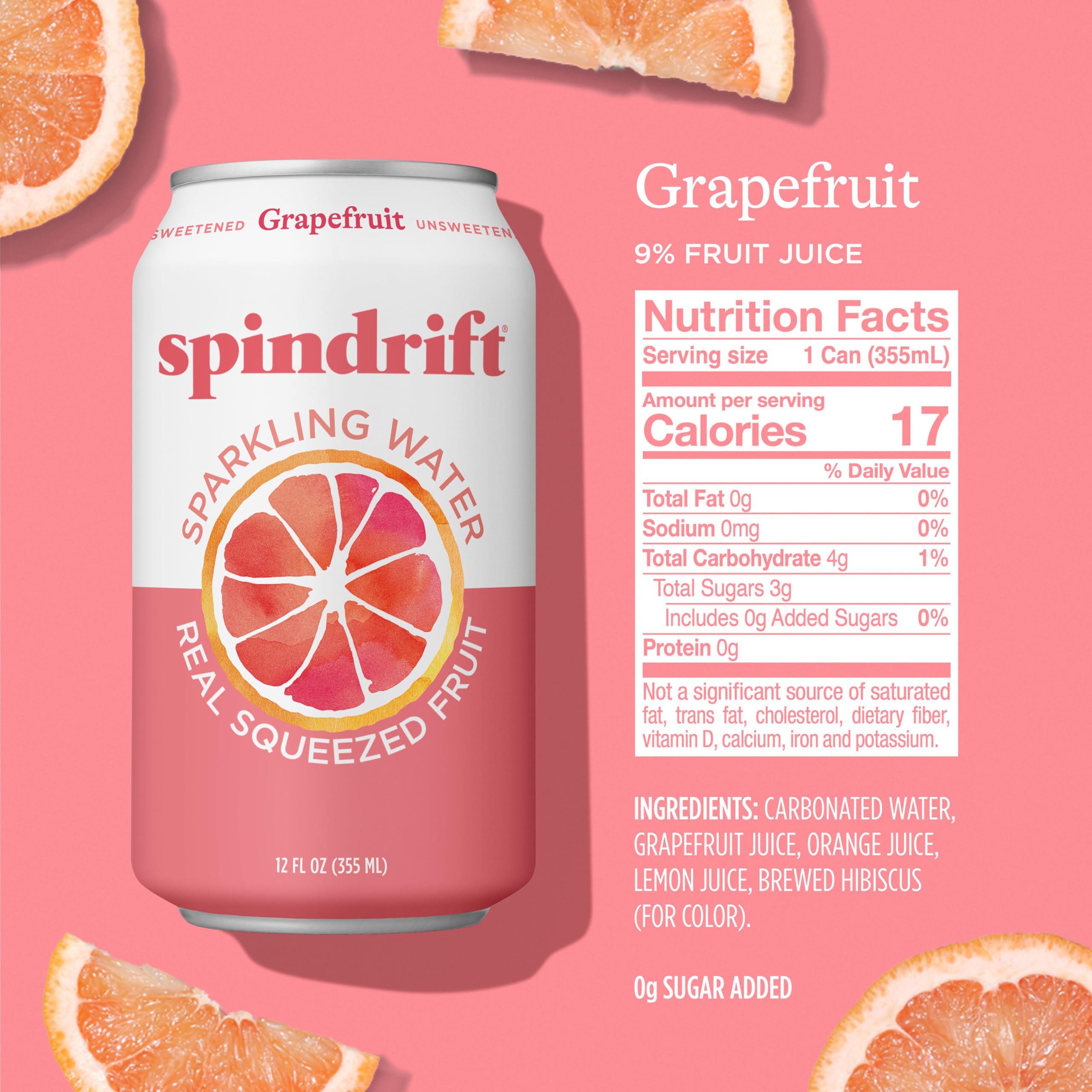 Spindrift, Sparkling Water, Grapefruit, 12 oz (pack of 8)