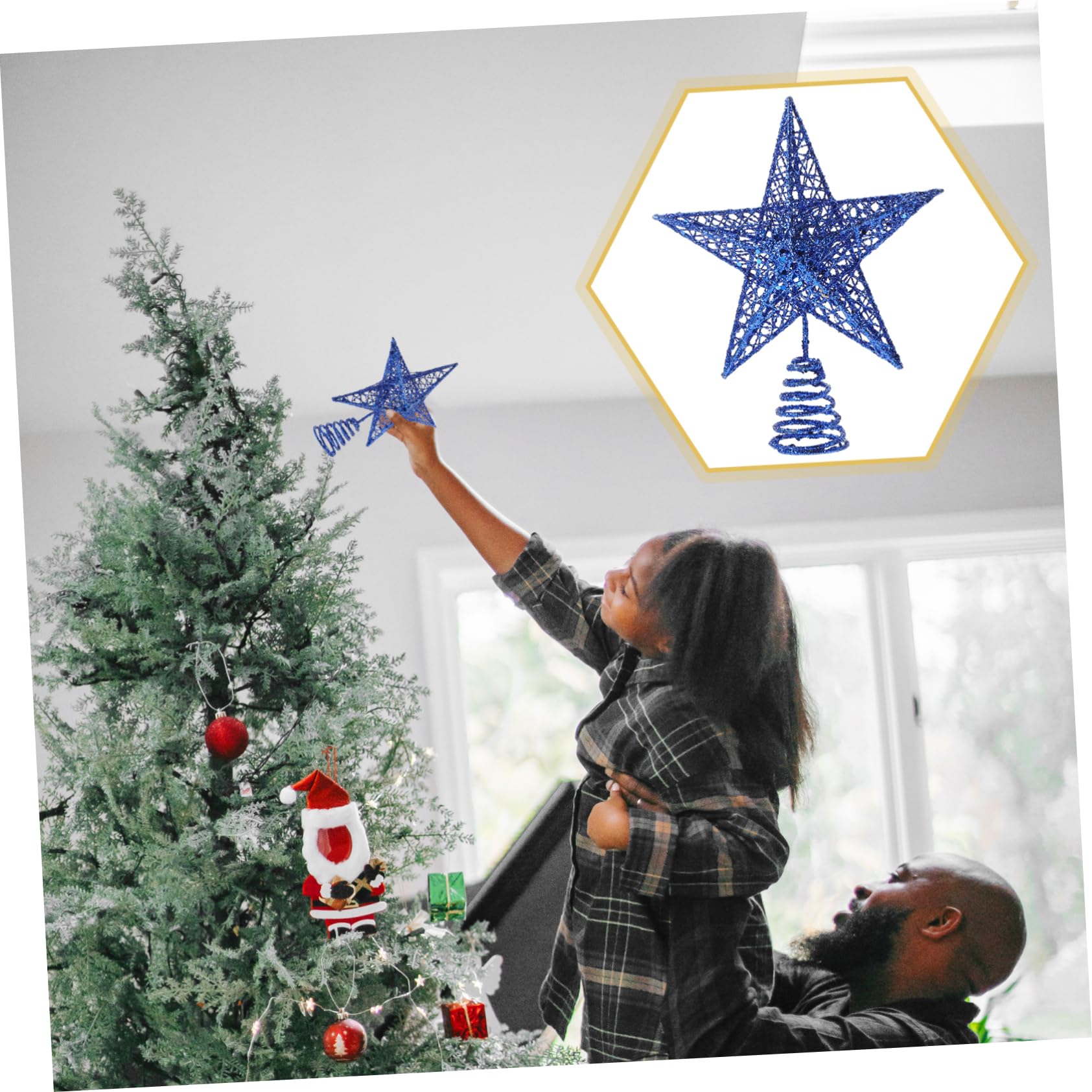 Alipis Étoile de Noël Pailletée pour Décoration de Sapin Cimier Léger et Compact pour Créer Une Ambiance Festive à Domicile Pendant Les Fêtes
