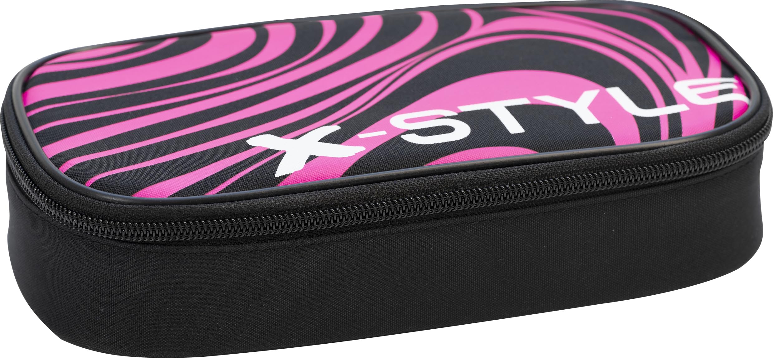 Eberhard Faber Jumbo X-Style 577480 Pencil Case Black/Neon Pink with Zip and Large Main Compartment