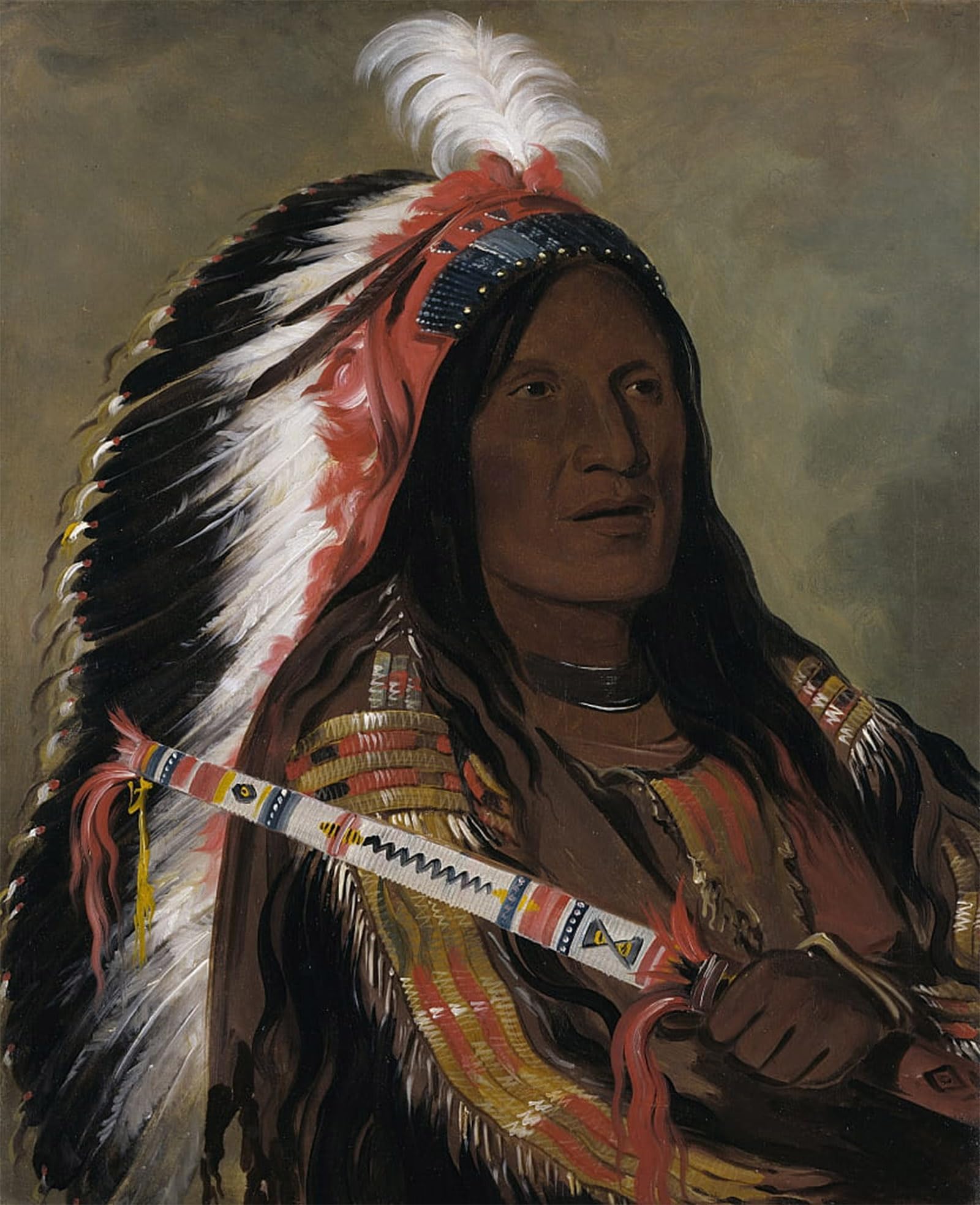 POSTERIIk Famous Modern Artwork Art Mural a Brave of the Bad Arrow Points Band by George Catlin Oil Paintings Pictures for Home Decor 60x90cm