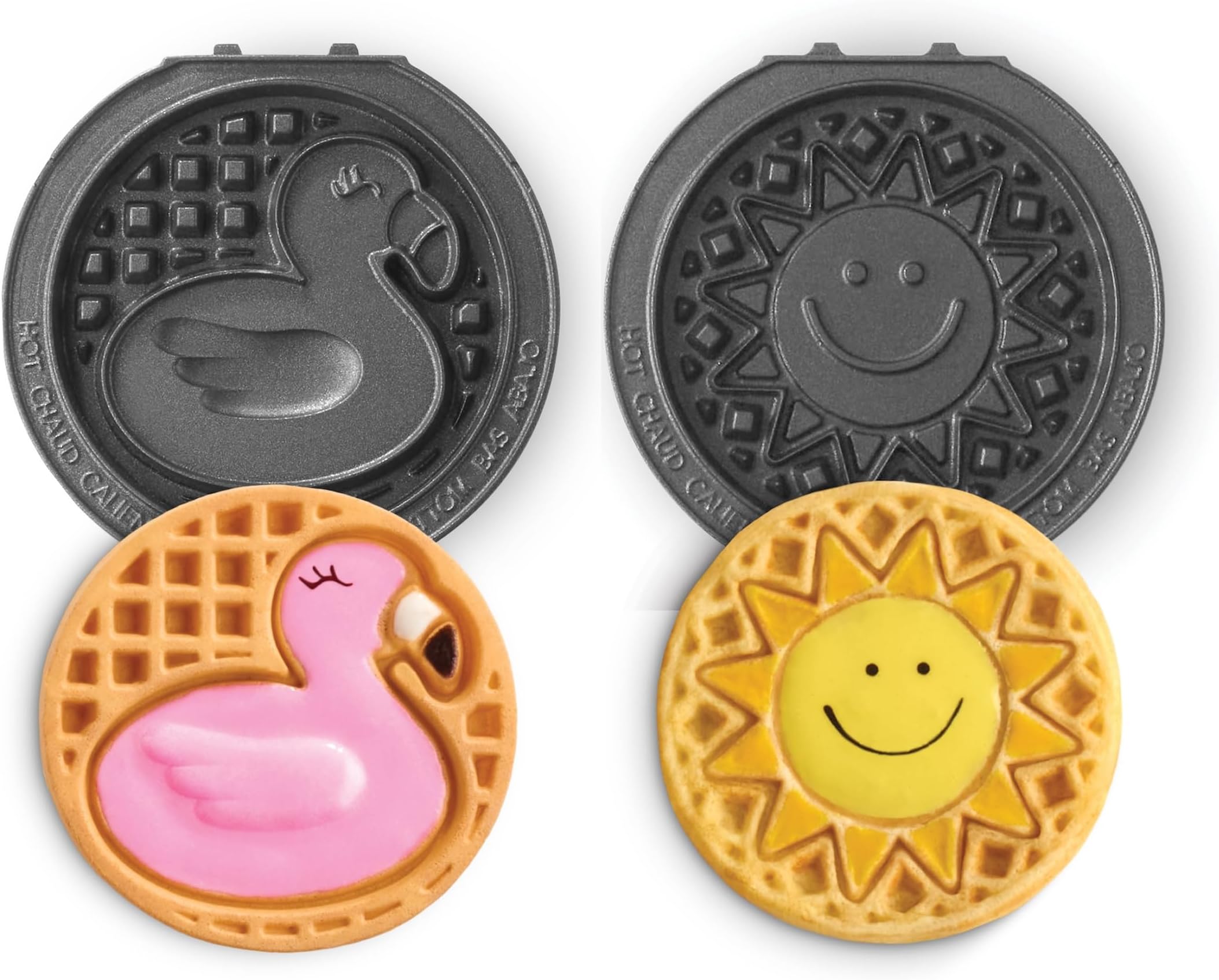 DASH Multimaker Mini System Two 4” Nonstick Removable Waffle Plates - Flaming...