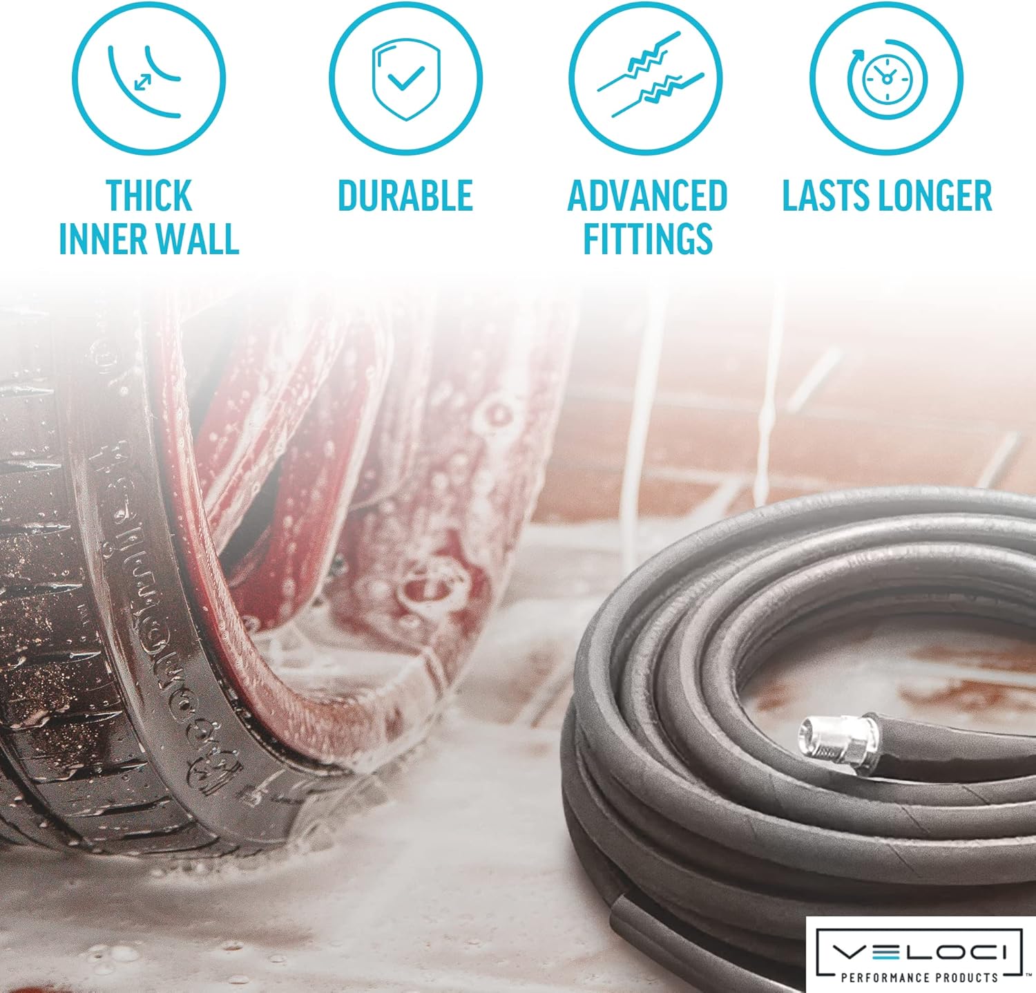 MTM Hydro Kobrajet High Pressure Washer Hose 3/8” 4000 PSI 100’ for Car Wash and Detailing, Pressure Washer Accessories, Black Commercial Grade