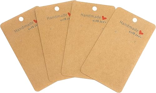 Miniatura 4 de G2PLUS 200 tarjetas de exhibición de aretes, tarjetas de papel kraft, tarjeta de aretes de oreja de 2 x 3.5 pulgadas, hecha a mano con soportes de