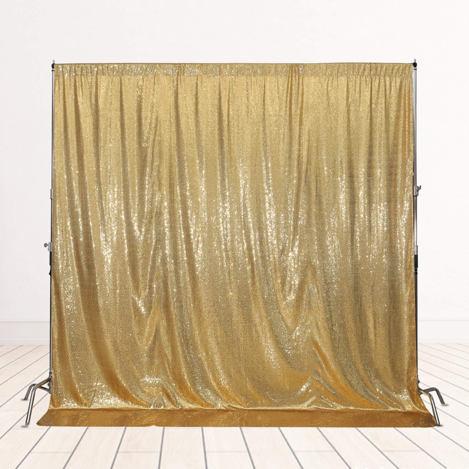 SquarePie Sequin Backdrop Not See Through Thick Stain Background for Photography Glitter Curtain Party 8FT x 8FT Gold