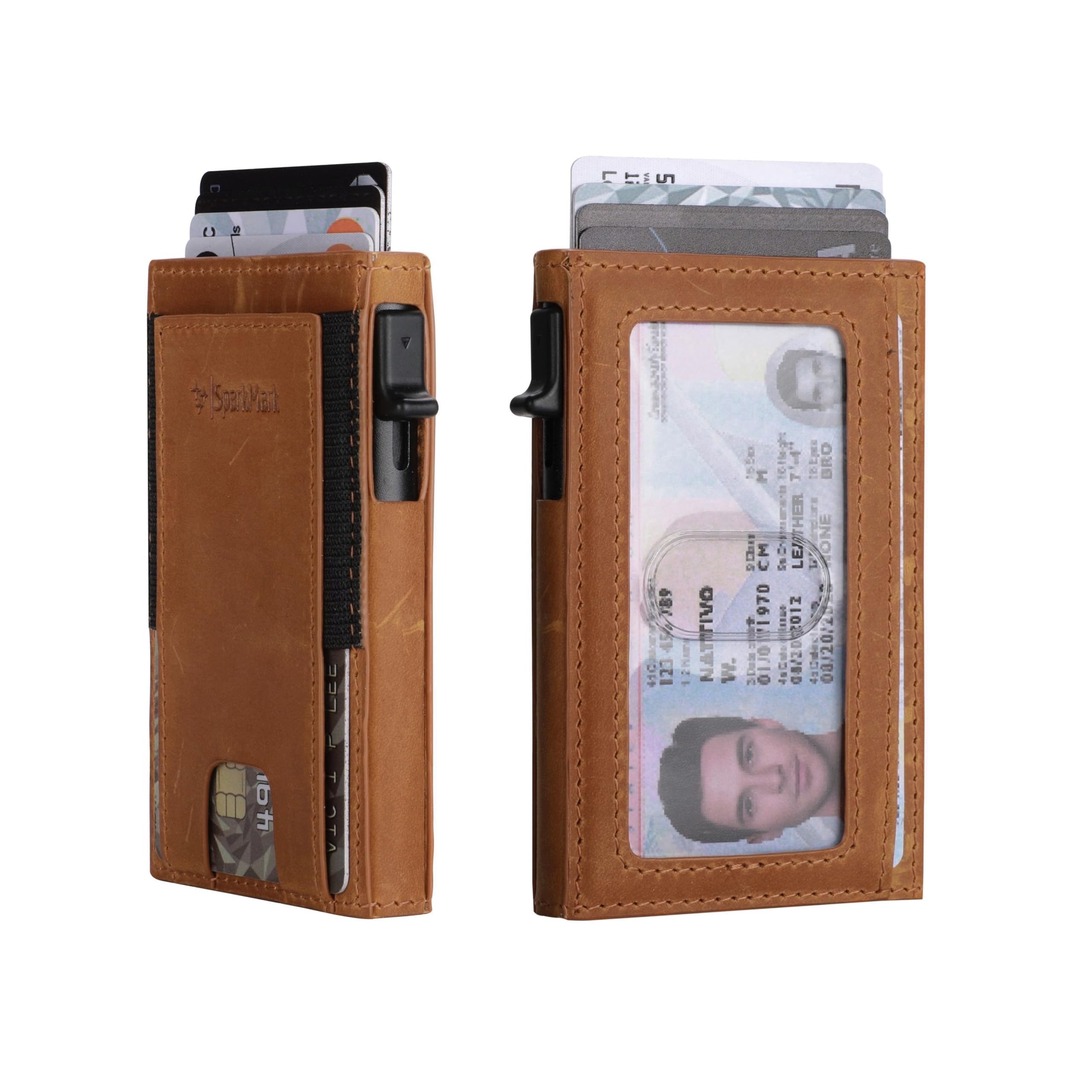 SparkMark RFID Credit Card Holder Wallet for Men | Business Card Holder Case | Minimalist Pop Up Metal Wallet with Gift Box