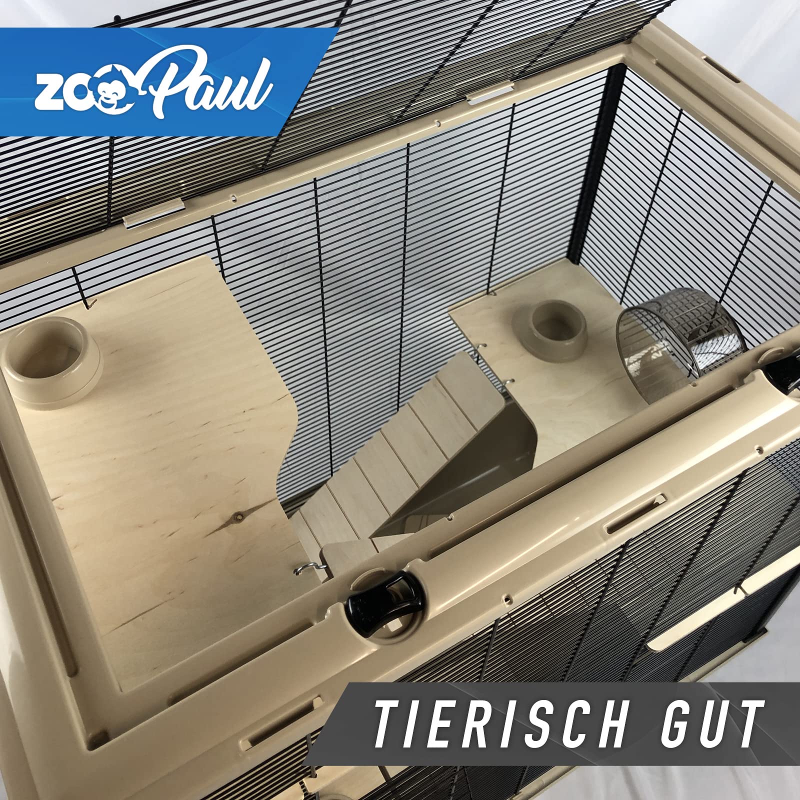 ZooPaul XXL Hamsterkäfig Fargo mit Viel Zubehör aus Holz für Hamster Ratten Degus Kleintiere Schwarz 80x78x48 cm