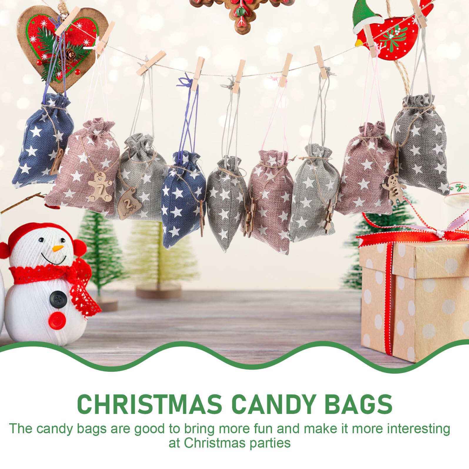 LOLIPPYY Sacchetti Regalo Natalizi Numeri per Calendario Avvento Buste Regalo Multiuso per Caramelle Biscotti e Dolci Design Festivo Classico Materiale Morbido e Portatile