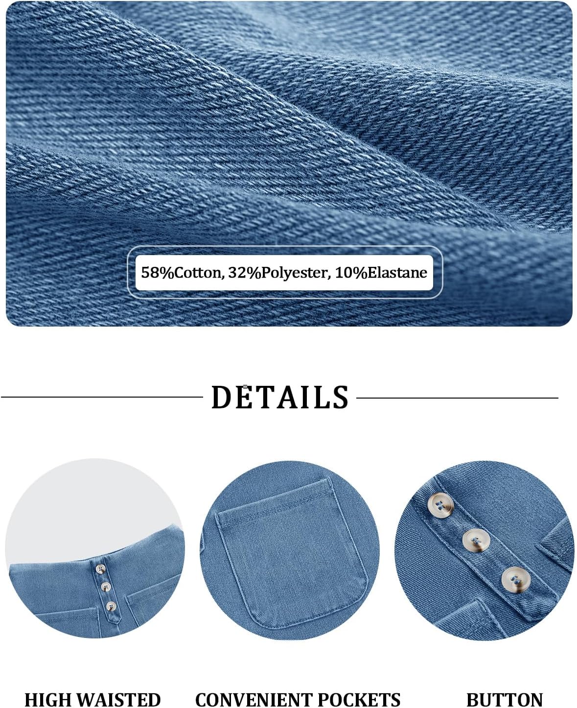 Haloumoning Girls Jean Shorts Kids Cute High Waist Shorts Button Summer Demin Shorts with Pockets 5-14 Years - Image 5