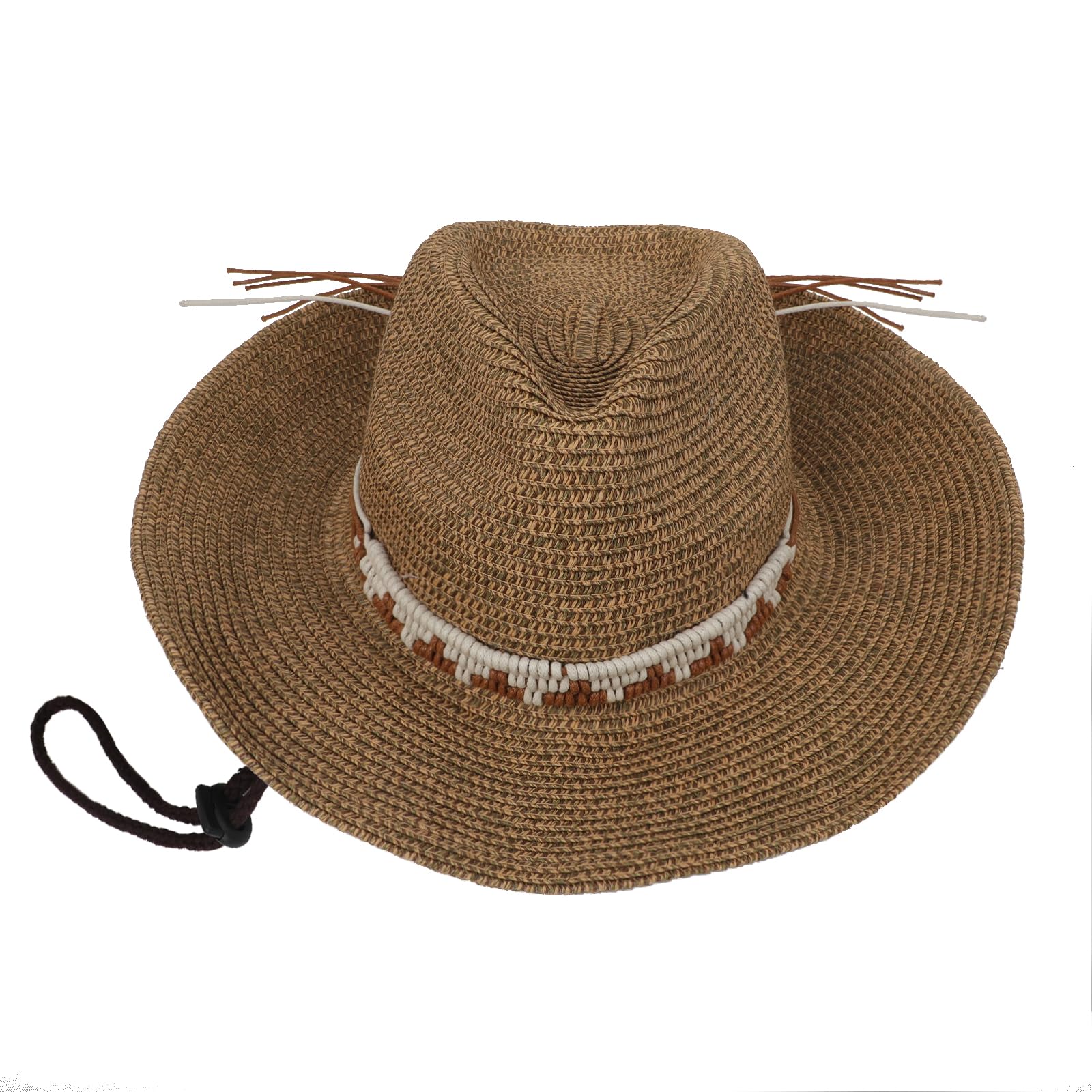 Brown Cowboy Hat Men Women Western Cowgirl Straw Hats Outdoor Travel Country Theme Sun Hat Roll Up Brim Cowboy Hats