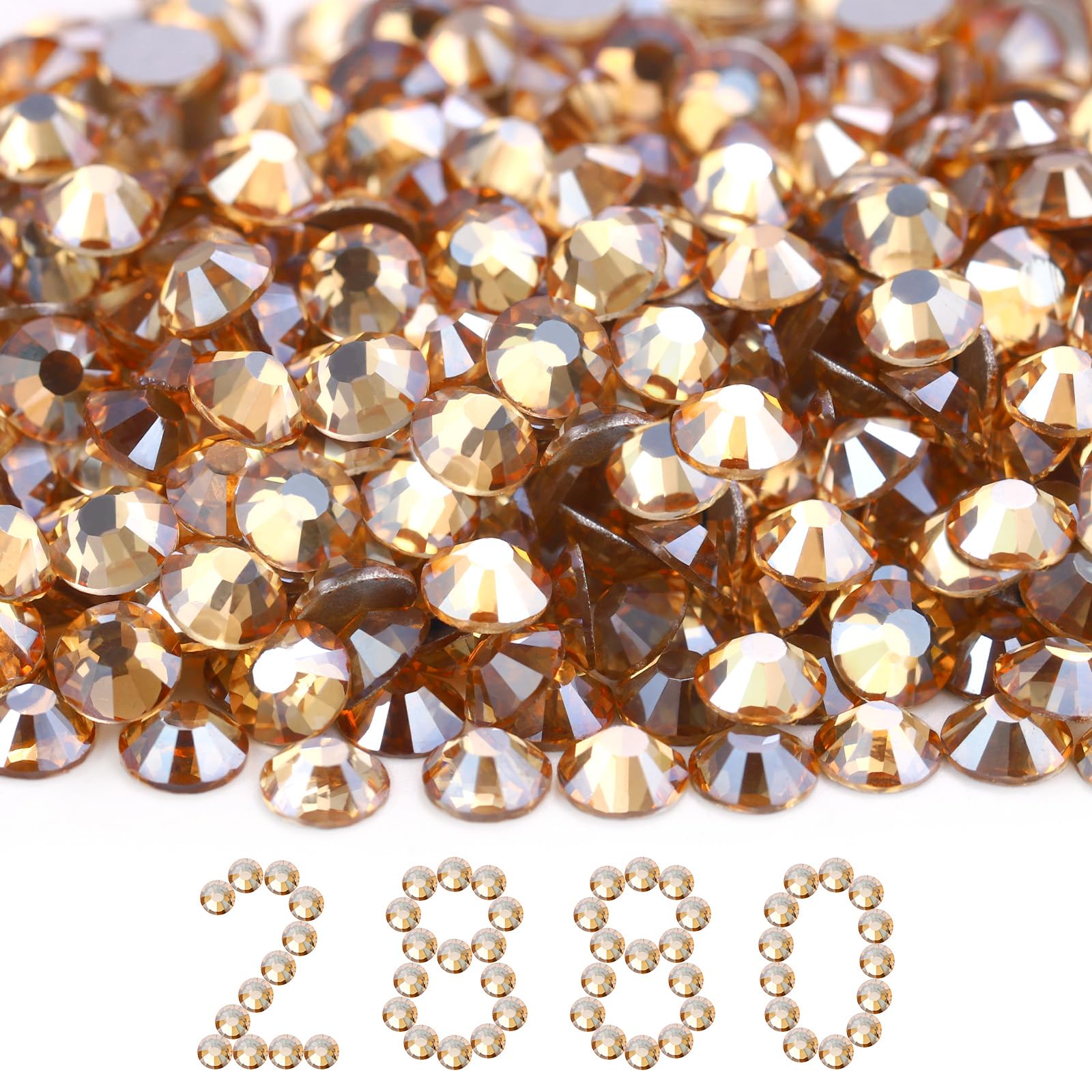 2880PCS Gold Shadow Flatback SS30 Rhinestones Bulk(6.3-6.5mm)