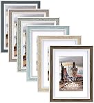 5x7 Picture Frame Set of 6, Rustic Farmhouse Photo Frame, Display 4x6 with Mat or 5x7 Without Mat for Decorative on Wall Hanging and Tabletop Placement