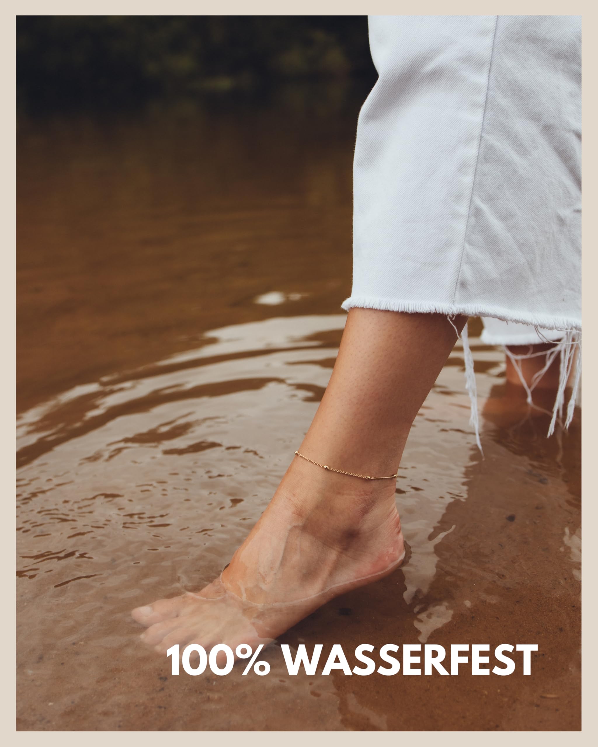 Fußkettchen für Damen Silber - Wasserfest - Fußkette mit kleinen Perlen Dots - Frauen Edelstahl Fußschmuck