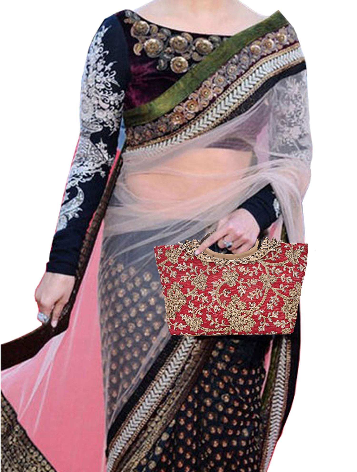 Kuber Industries Silk Clutch Ladies Handbag (Maroon) -CTKTC8792 - Image 2 thumbnail