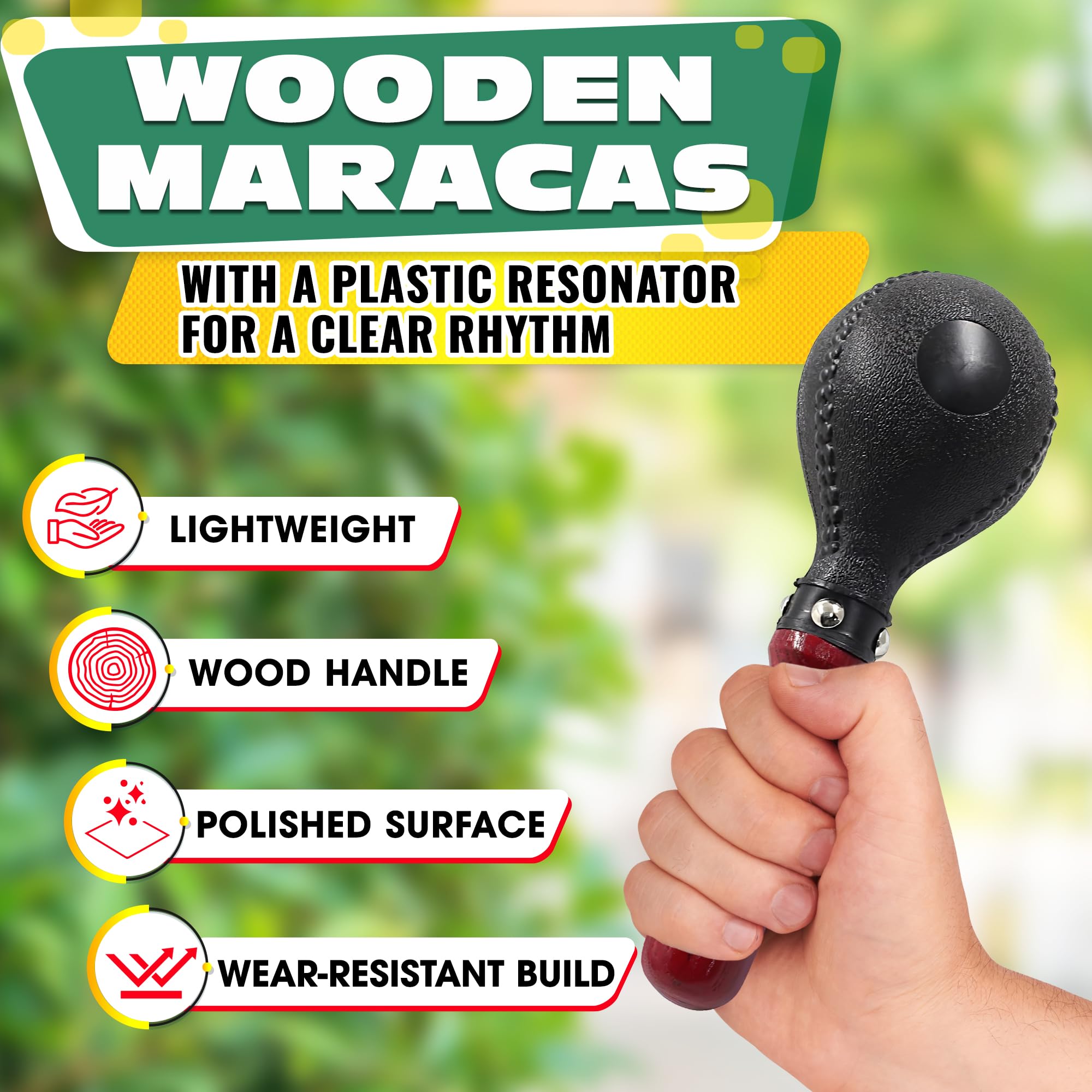 2 maracas grandes de madera para instrumentos musicales para adultos