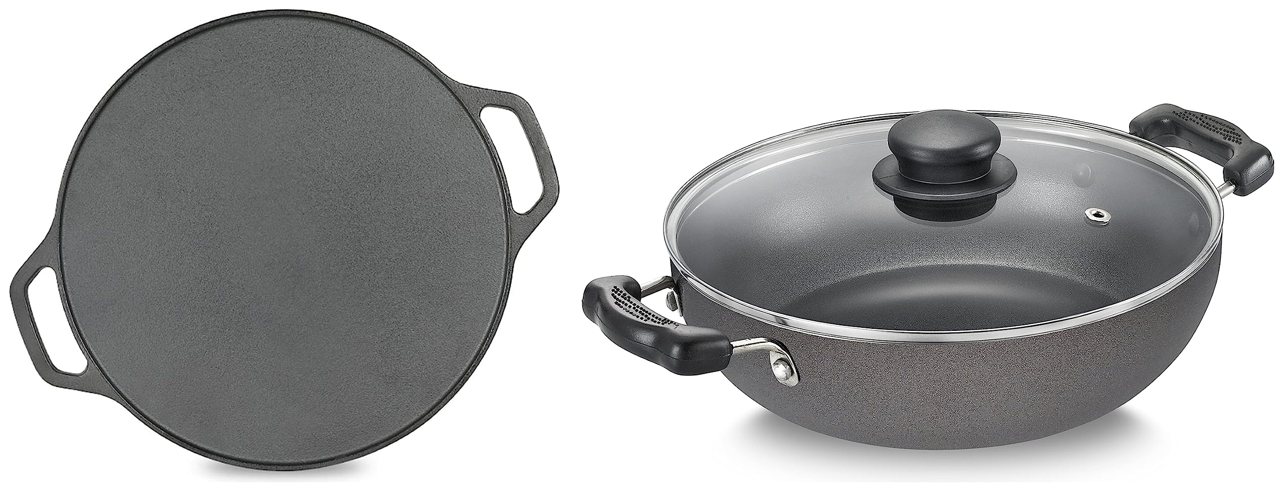 Prestige Cast Iron Dosa Tawa, 300 mm (Black) Aluminium Omega Select Plus IB Non-Stick Kadhai with Glass Lid, 24 cm, Multicolour, Medium (B0C99LPMG1) Amazon Price History, Amazon Price Tracker