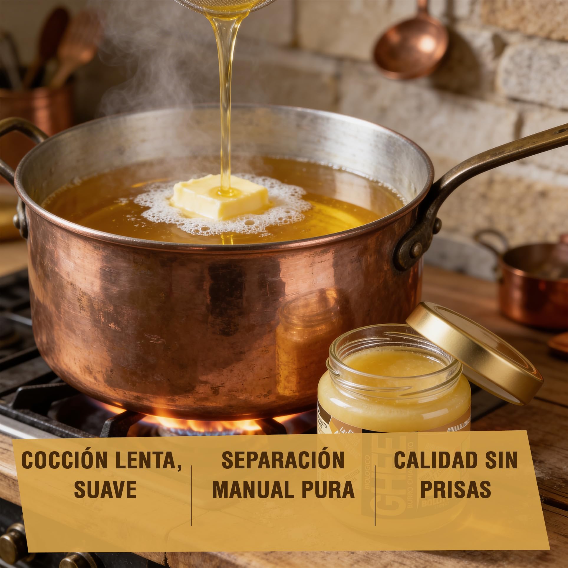 Benvolio Ghee Mantequilla Clarificada Ecológica 180g Italiana Sin Lactosa Alto Punto de Humo 250°C