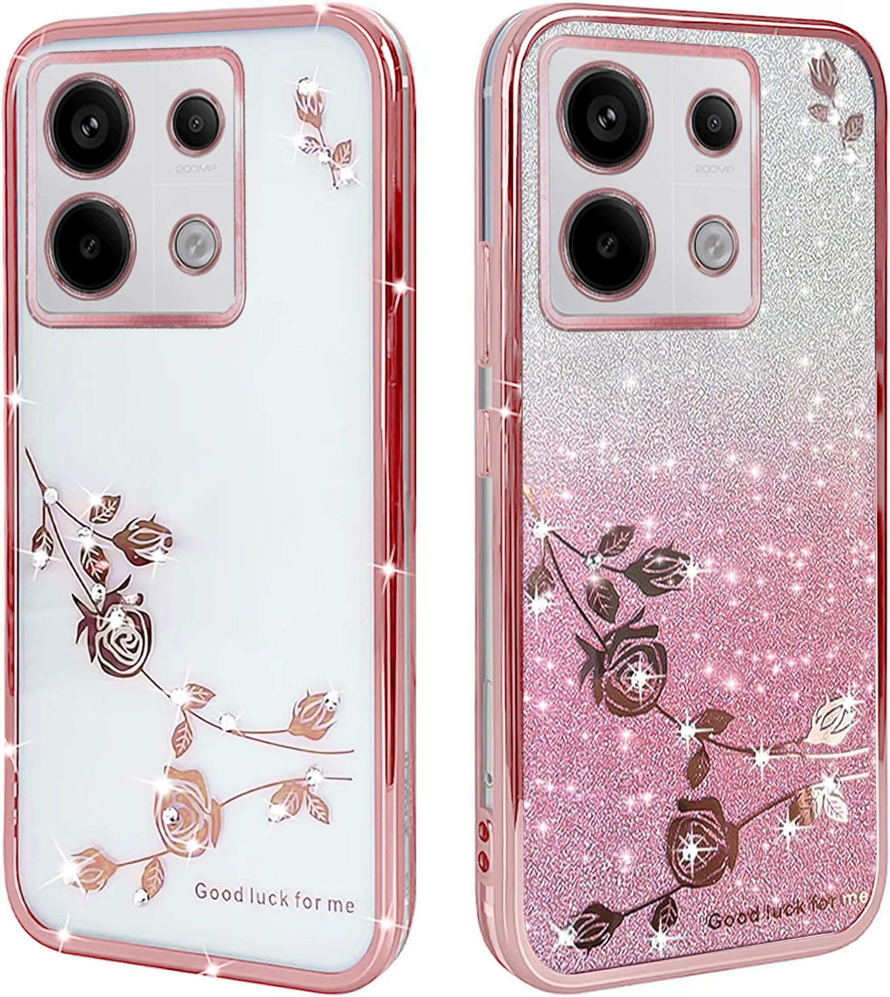 PHASE Cover per Samsung Galaxy M13 4G, Silicone TPU Custodia con Protezione Fotocamera Dorata Placcatura Cornice Paraurti -Bianca