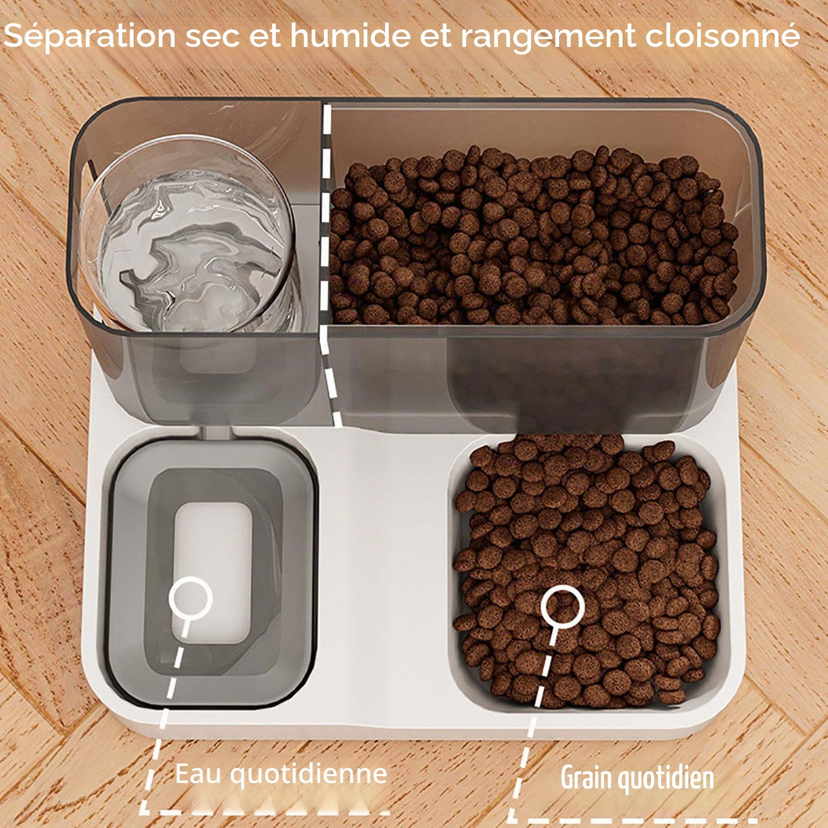 Distributeur de nourriture pour chat, distributeur automatique de nourriture et d'eau pour chats, distributeur de nourriture pour chats de grande capacité, distributeur automatique de nourriture pour