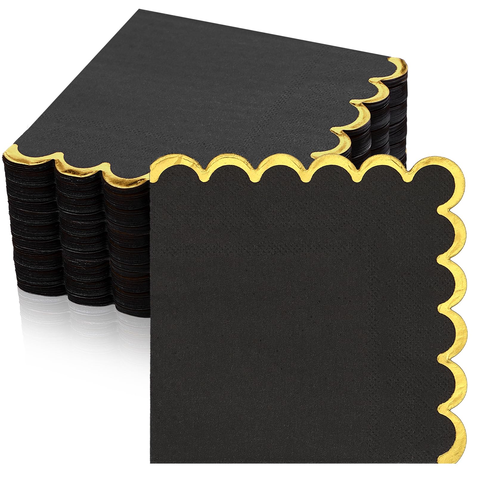 Janlaugh 50 Pcs Scalloped Cocktail Napkins with Gold Foil Edge Thick Paper Disposable Napkins Pastel Party Beverage for Wedding Dinner Birthday Party(