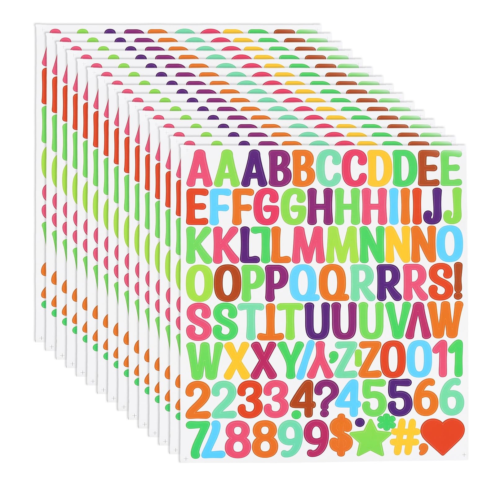PATIKIL 1 Inch Letter Stickers, 15 Sheet Alphabet Number Stickers Self Adhesive Handwriting Vinyl Stick on Letters for Mailbox Number Scrapbooking Sign Bottles Craft, Colorful