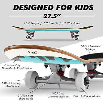 ナナイロ tetoteto Magneto Kids Skateboard | 22+ Inches Long by 6+ Inches Wide